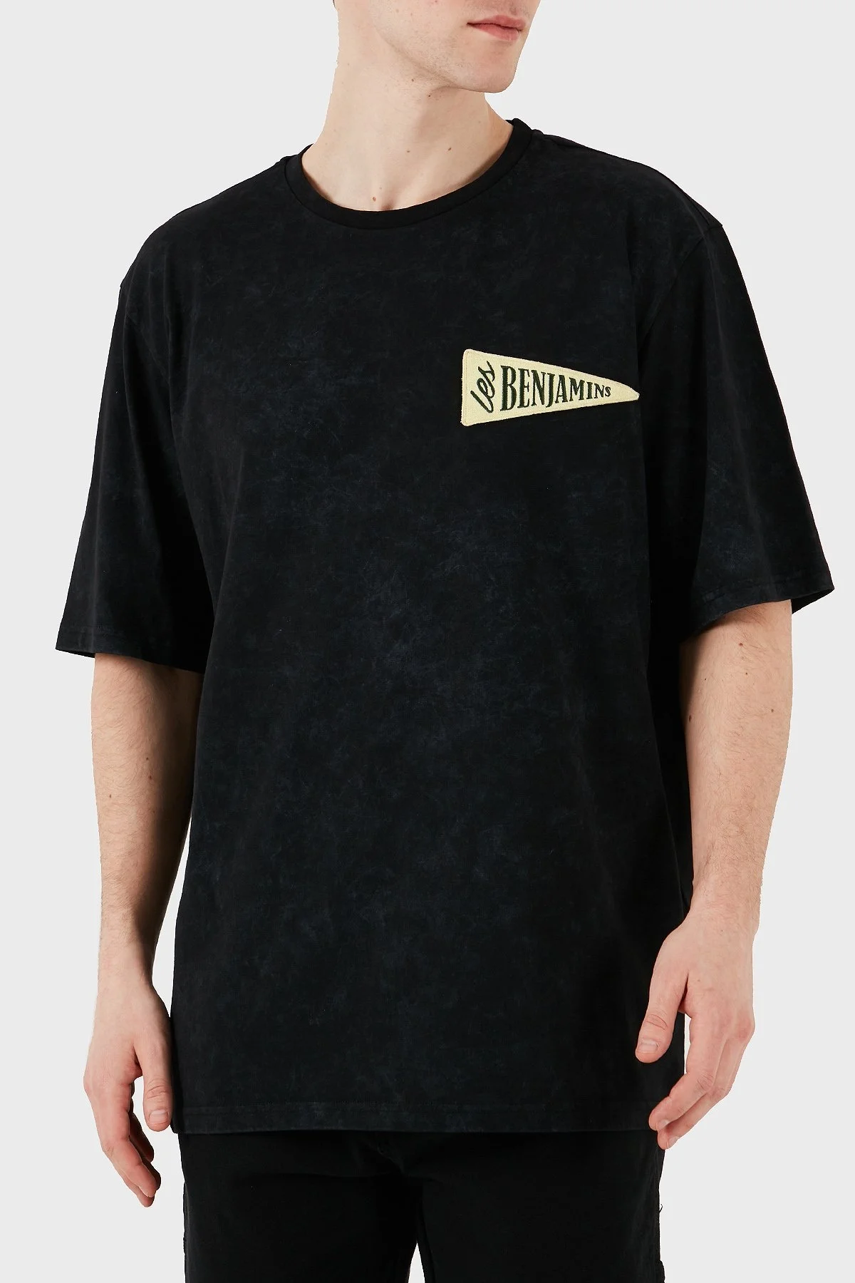 Les Benjamins Logo Baskılı % 100 Pamuk Oversize Fit Bisiklet Yaka Erkek T Shirt LB25SSUNLMUOT-023 SİYAH - 6