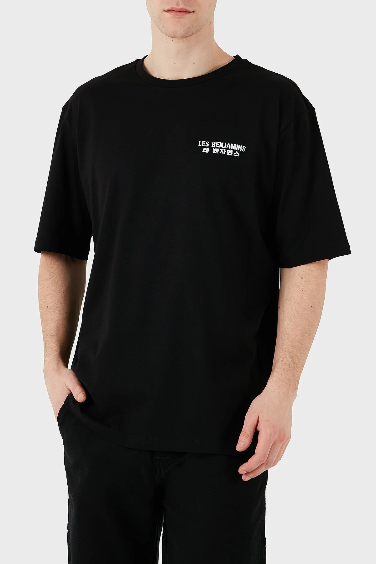 Les Benjamins Logo Baskılı Oversize Fit Pamuklu Bisiklet Yaka Erkek T Shirt LB25SSUNLMUOT-005 SİYAH - 2