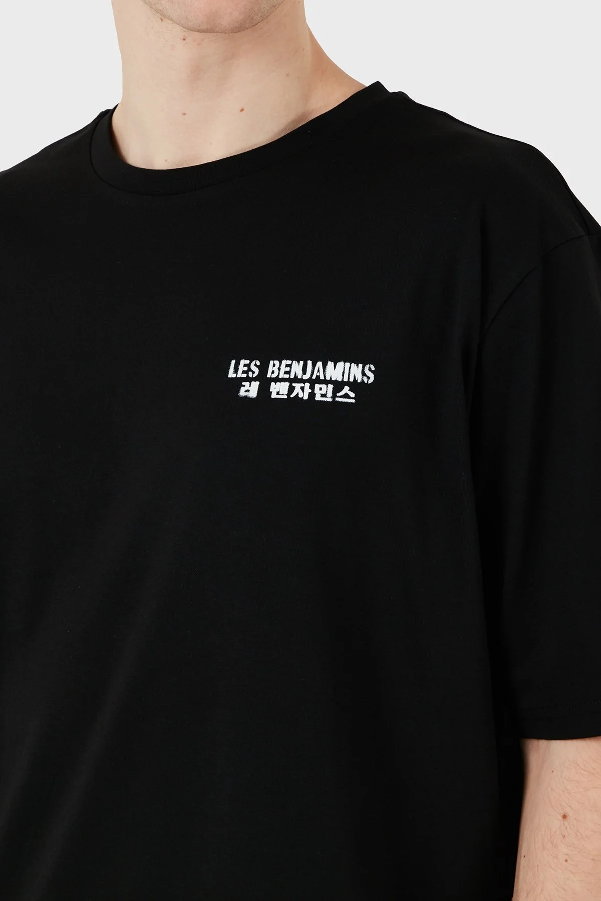Les Benjamins Logo Baskılı Oversize Fit Pamuklu Bisiklet Yaka Erkek T Shirt LB25SSUNLMUOT-005 SİYAH - 7