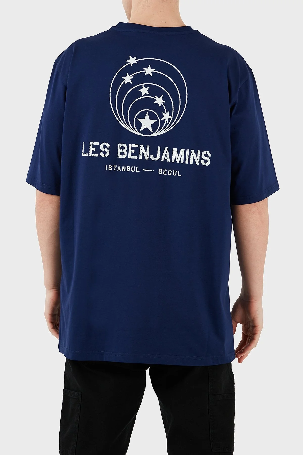 Les Benjamins Logo Baskılı Oversize Fit Pamuklu Bisiklet Yaka Erkek T Shirt LB25SSUNLMUOT-020 LACİVERT - 3