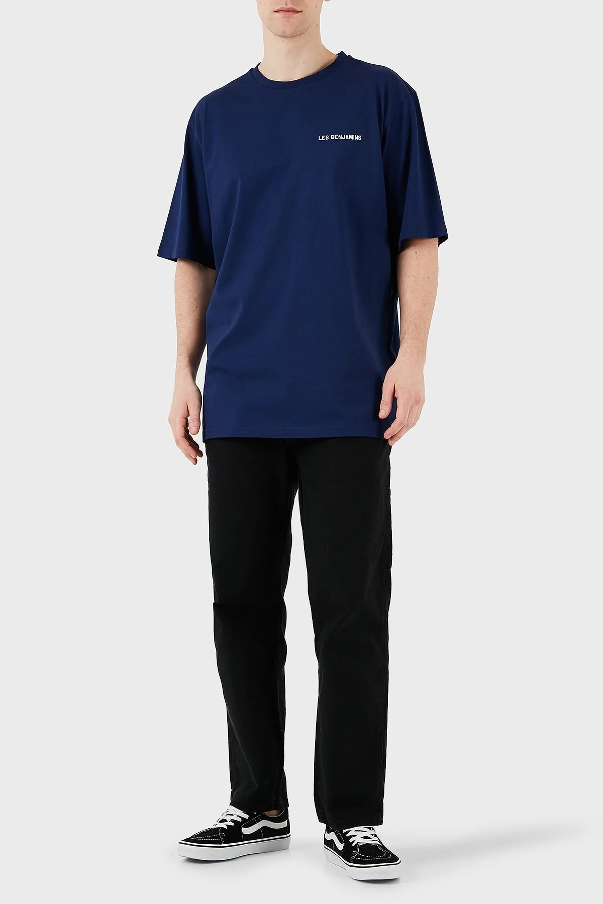 Les Benjamins Logo Baskılı Oversize Fit Pamuklu Bisiklet Yaka Erkek T Shirt LB25SSUNLMUOT-020 LACİVERT - 4