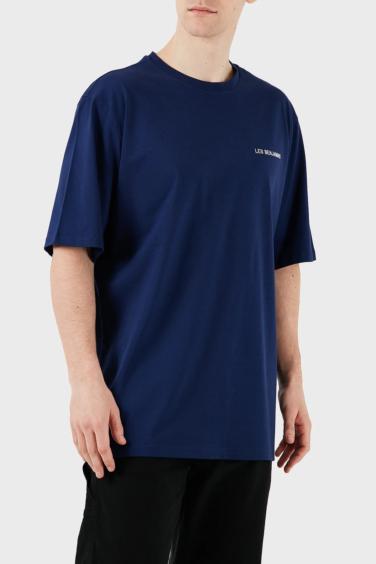 Les Benjamins Logo Baskılı Oversize Fit Pamuklu Bisiklet Yaka Erkek T Shirt LB25SSUNLMUOT-020 LACİVERT - 5
