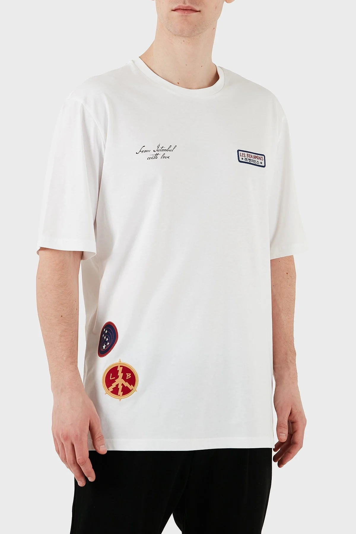 Les Benjamins Logo Baskılı Oversize Fit Pamuklu Bisiklet Yaka Erkek T Shirt LB25SSUNLMUOT-021 BEYAZ - 6