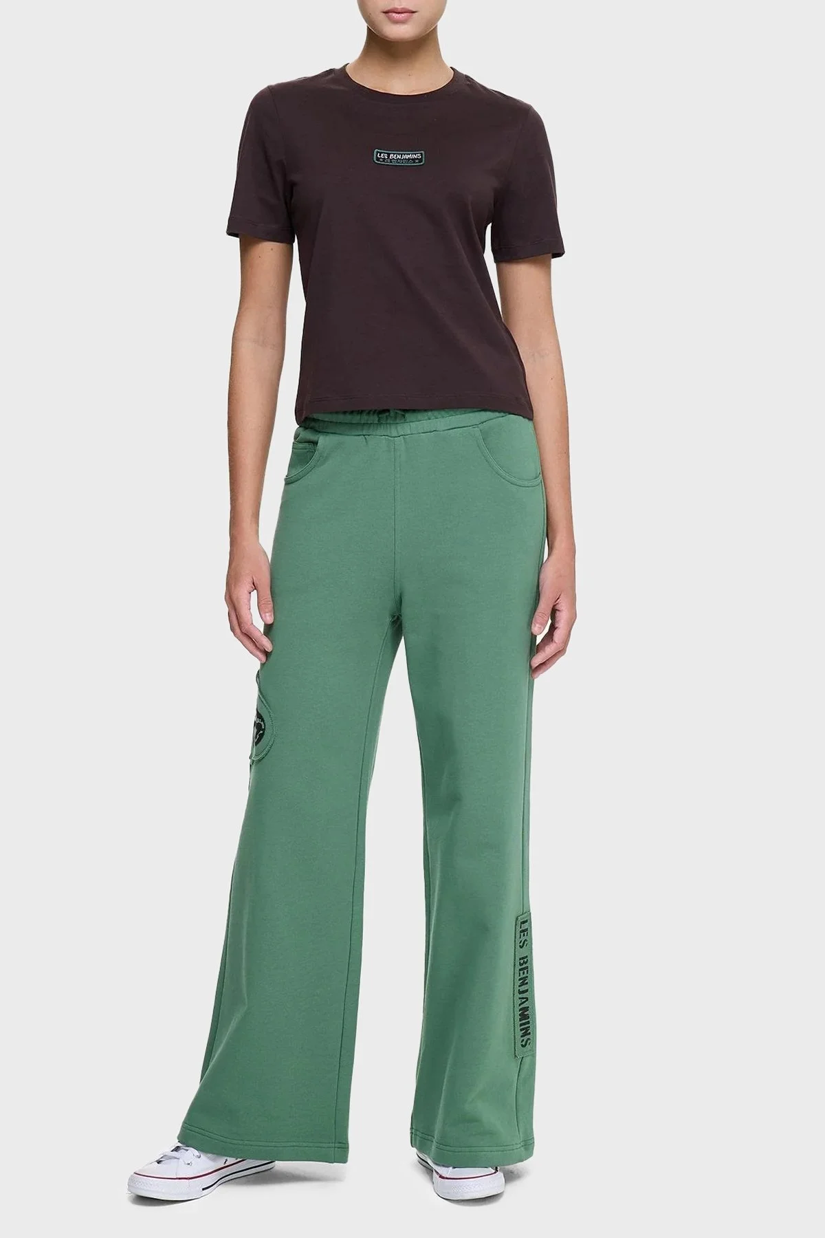 Les Benjamins Logolu % 100 Pamuk Regular Fit Bisiklet Yaka Bayan T Shirt LB25SSUNLFUTS-006 KAHVE - 2