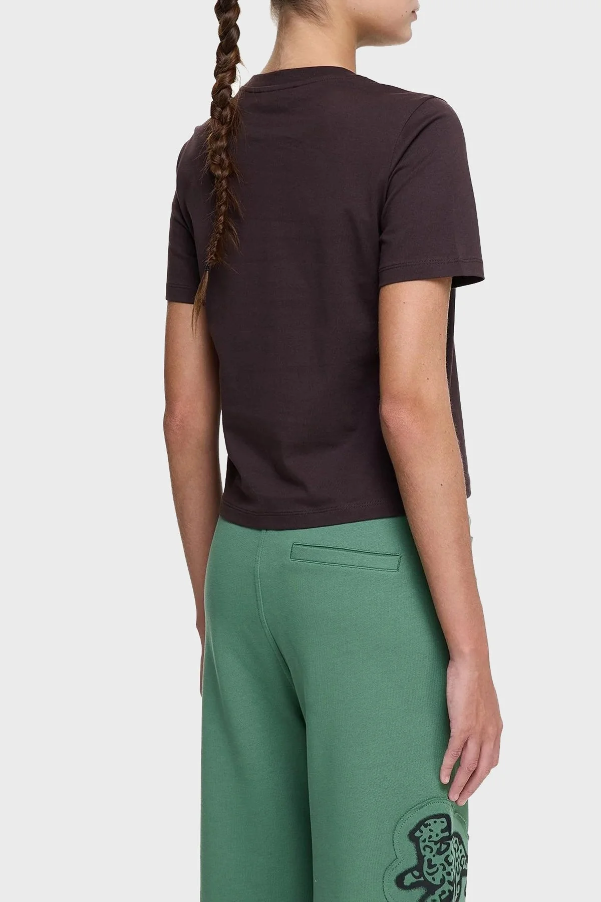 Les Benjamins Logolu % 100 Pamuk Regular Fit Bisiklet Yaka Bayan T Shirt LB25SSUNLFUTS-006 KAHVE - 3