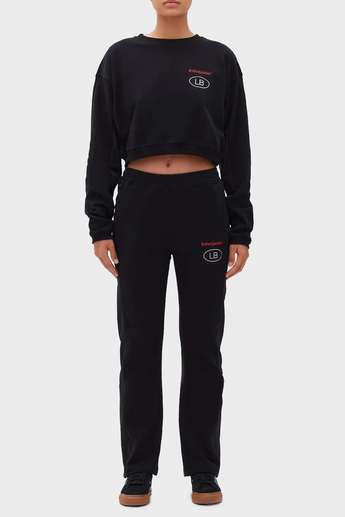Les Benjamins Logolu Bisiklet Yaka % 100 Pamuk Crop Bayan Sweat LB22FWGASFUOS-001 SİYAH - 2