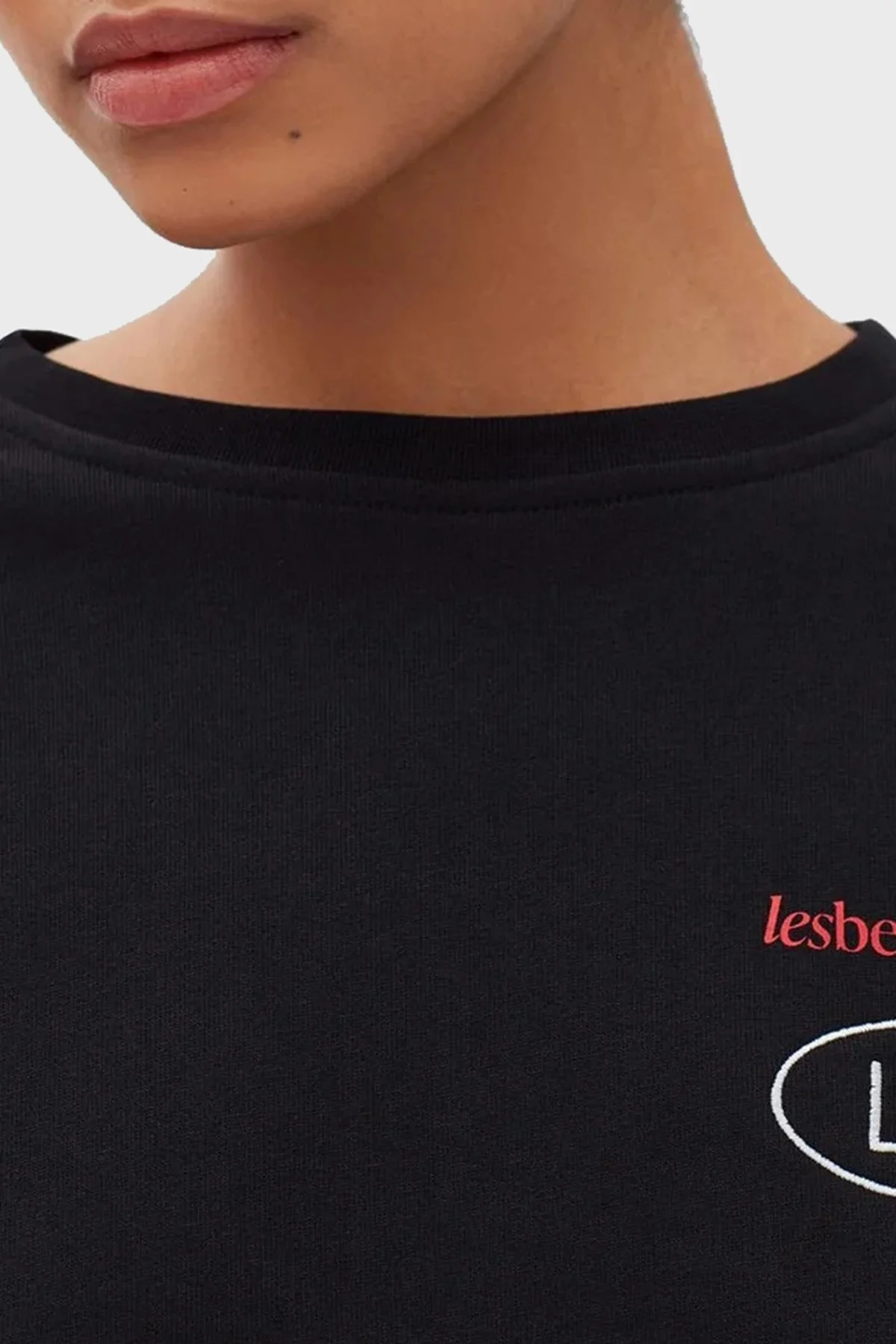 Les Benjamins Logolu Bisiklet Yaka % 100 Pamuk Crop Bayan Sweat LB22FWGASFUOS-001 SİYAH - 4