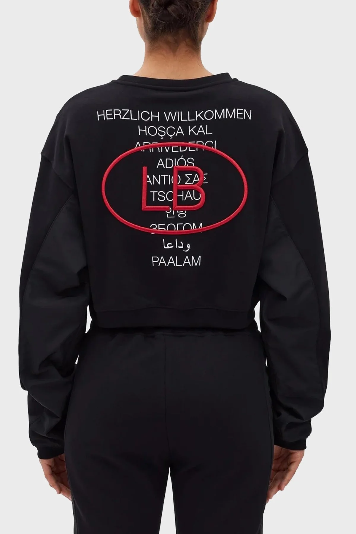 Les Benjamins Logolu Bisiklet Yaka % 100 Pamuk Crop Bayan Sweat LB22FWGASFUOS-001 SİYAH - 5