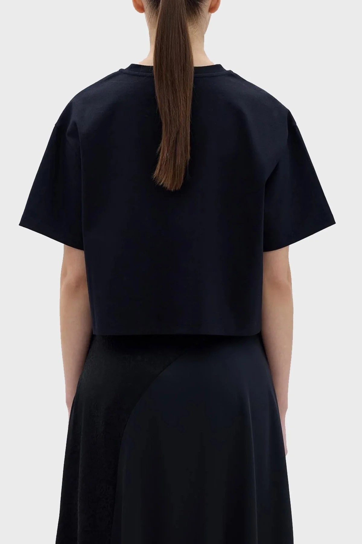 Les Benjamins Logolu Bisiklet Yaka Pamuklu Crop Bayan T Shirt LB23FWCLAFUTS-408 SİYAH - 2