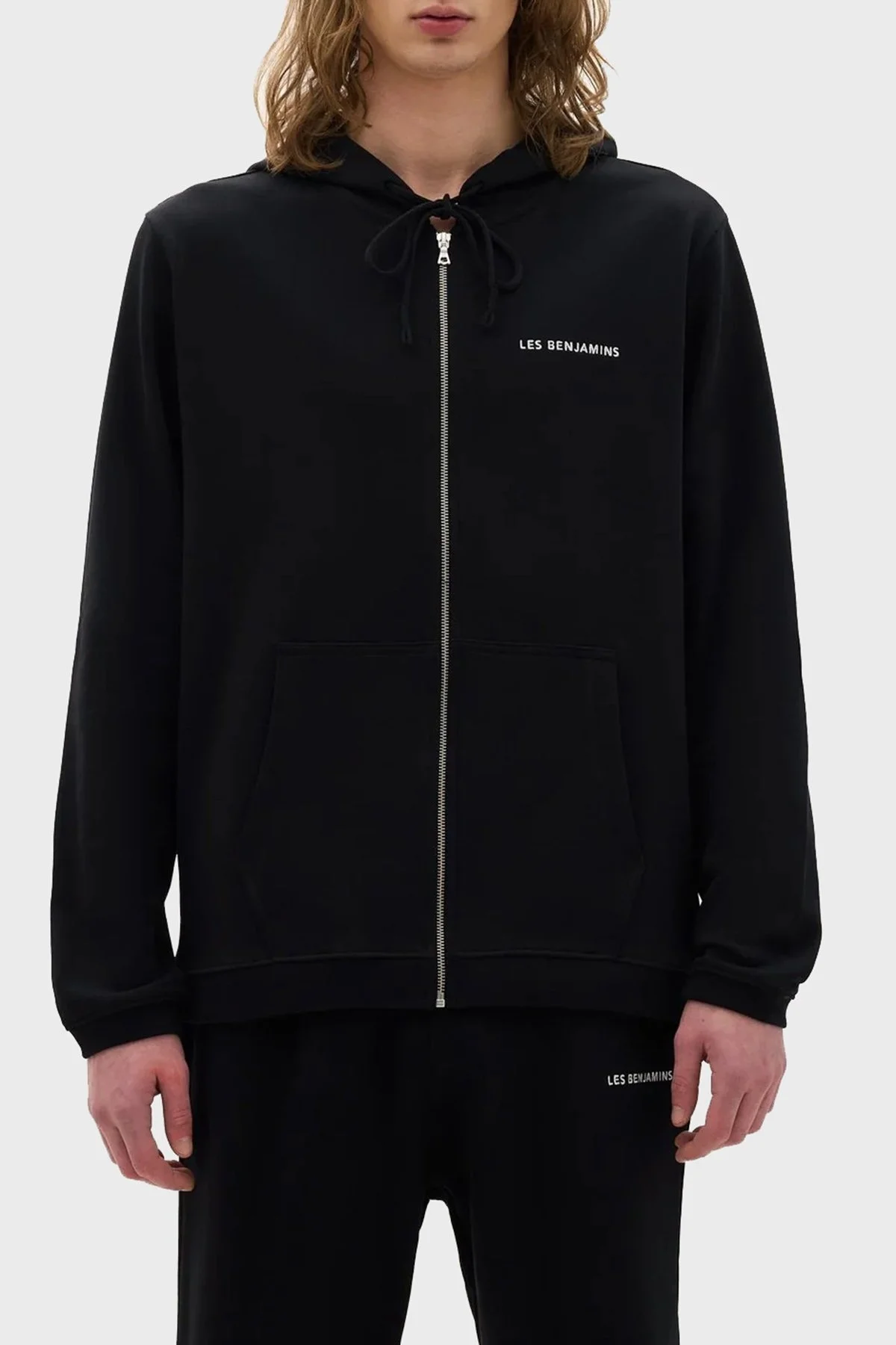 Les Benjamins Logolu Kapüşonlu Fermuarlı Pamuklu Regular Fit Erkek Sweat LB21SSCORMUZH-001 SİYAH - 1