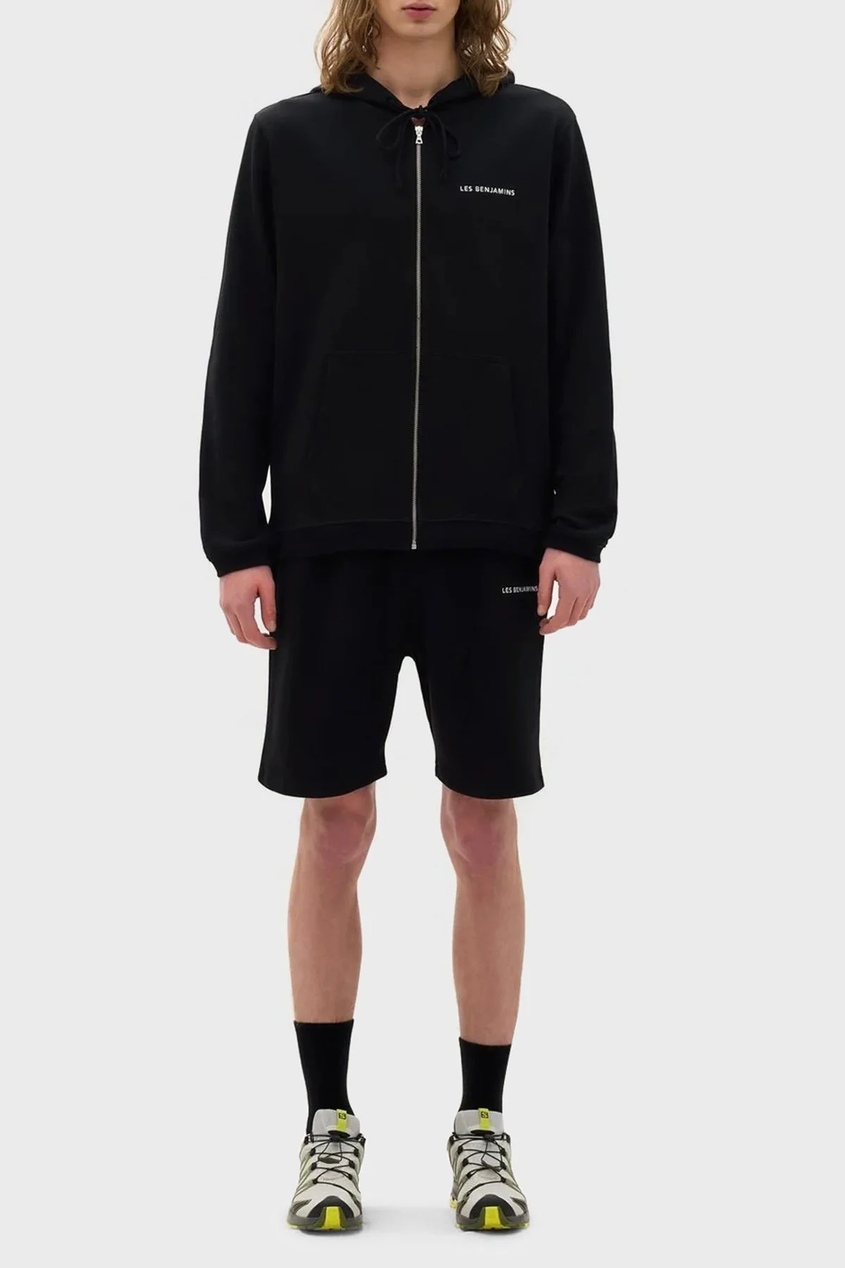 Les Benjamins Logolu Kapüşonlu Fermuarlı Pamuklu Regular Fit Erkek Sweat LB21SSCORMUZH-001 SİYAH - 4