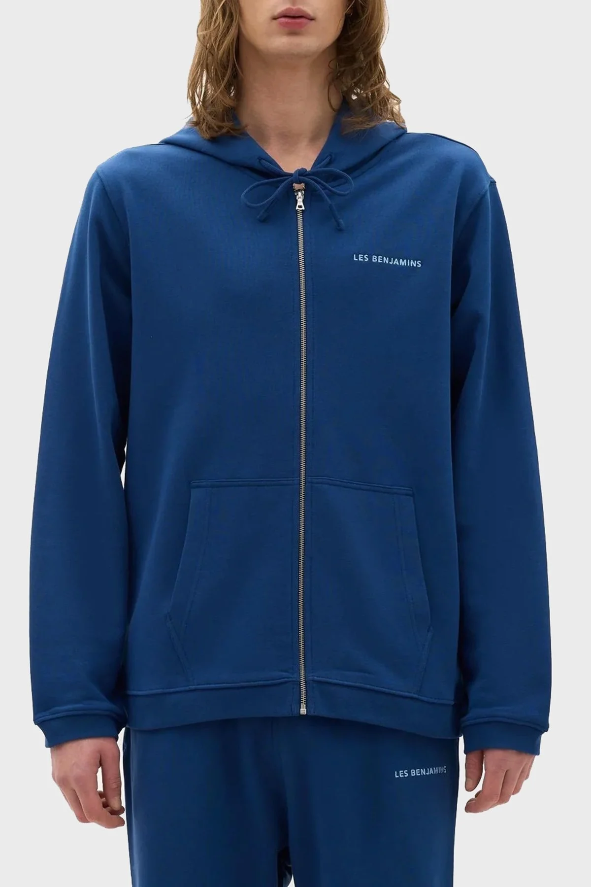 Les Benjamins Logolu Kapüşonlu Fermuarlı Pamuklu Regular Fit Erkek Sweat LB21SSCORMUZH-002 LACİVERT - 1