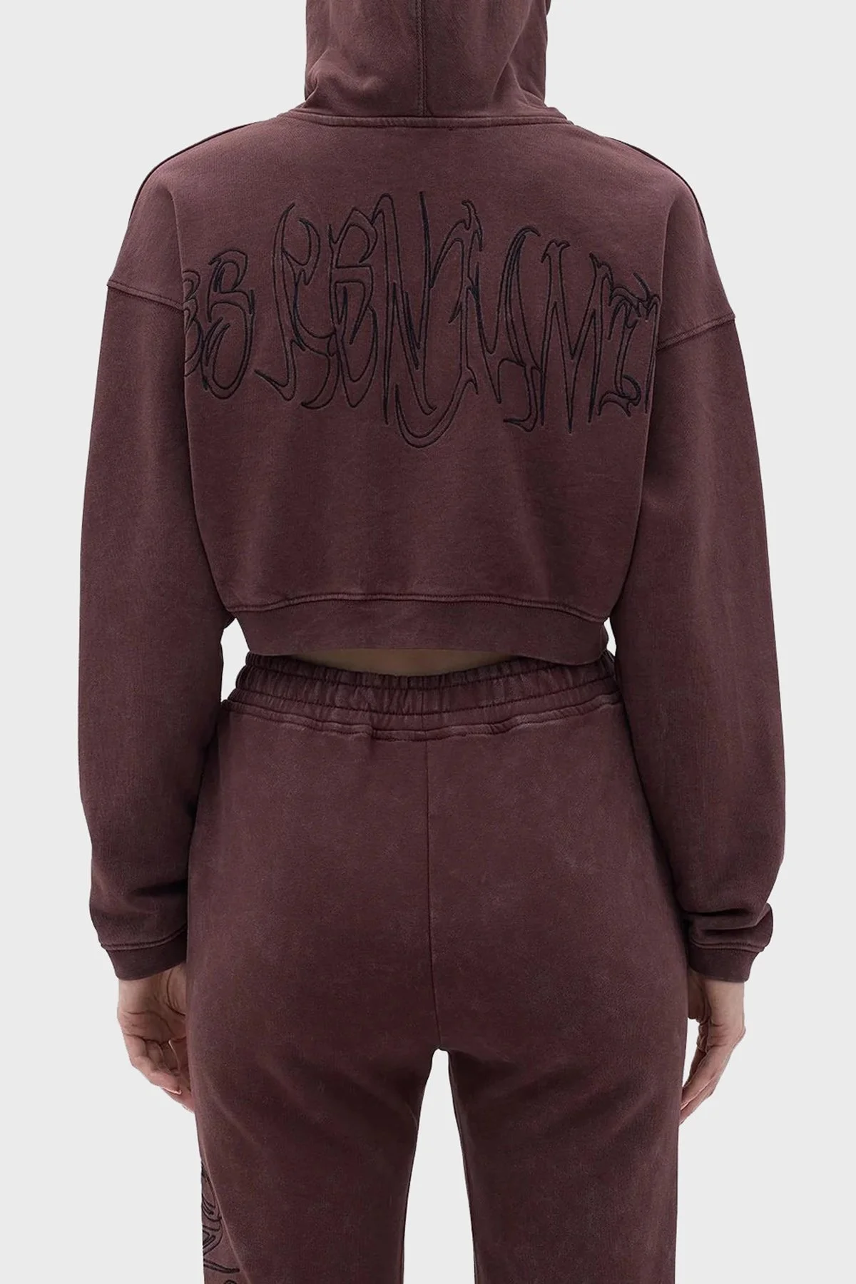 Les Benjamins Logolu Kapüşonlu Relaxed Fit Crop Bayan Sweat LB23FWFRWFUHD-001 KAHVE - 3