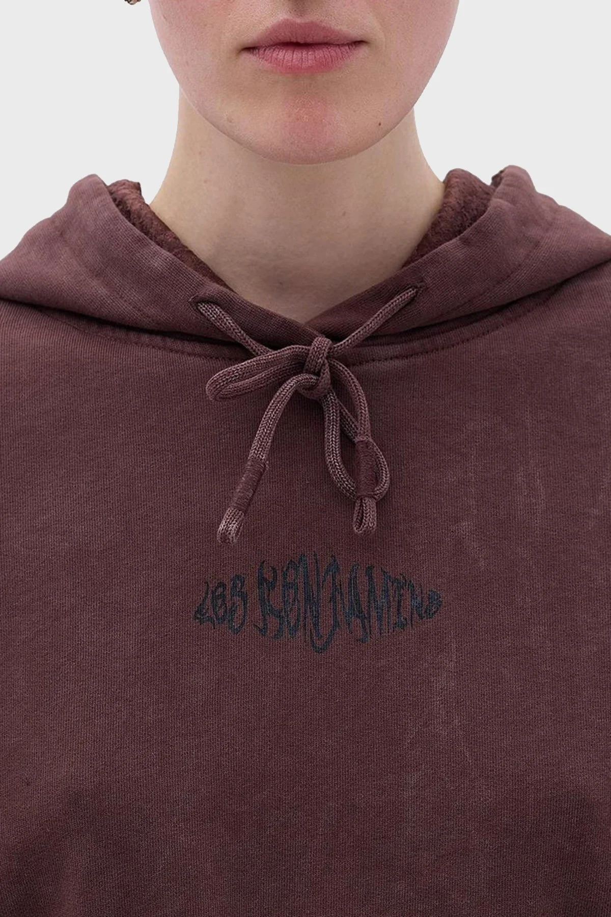 Les Benjamins Logolu Kapüşonlu Relaxed Fit Crop Bayan Sweat LB23FWFRWFUHD-001 KAHVE - 4