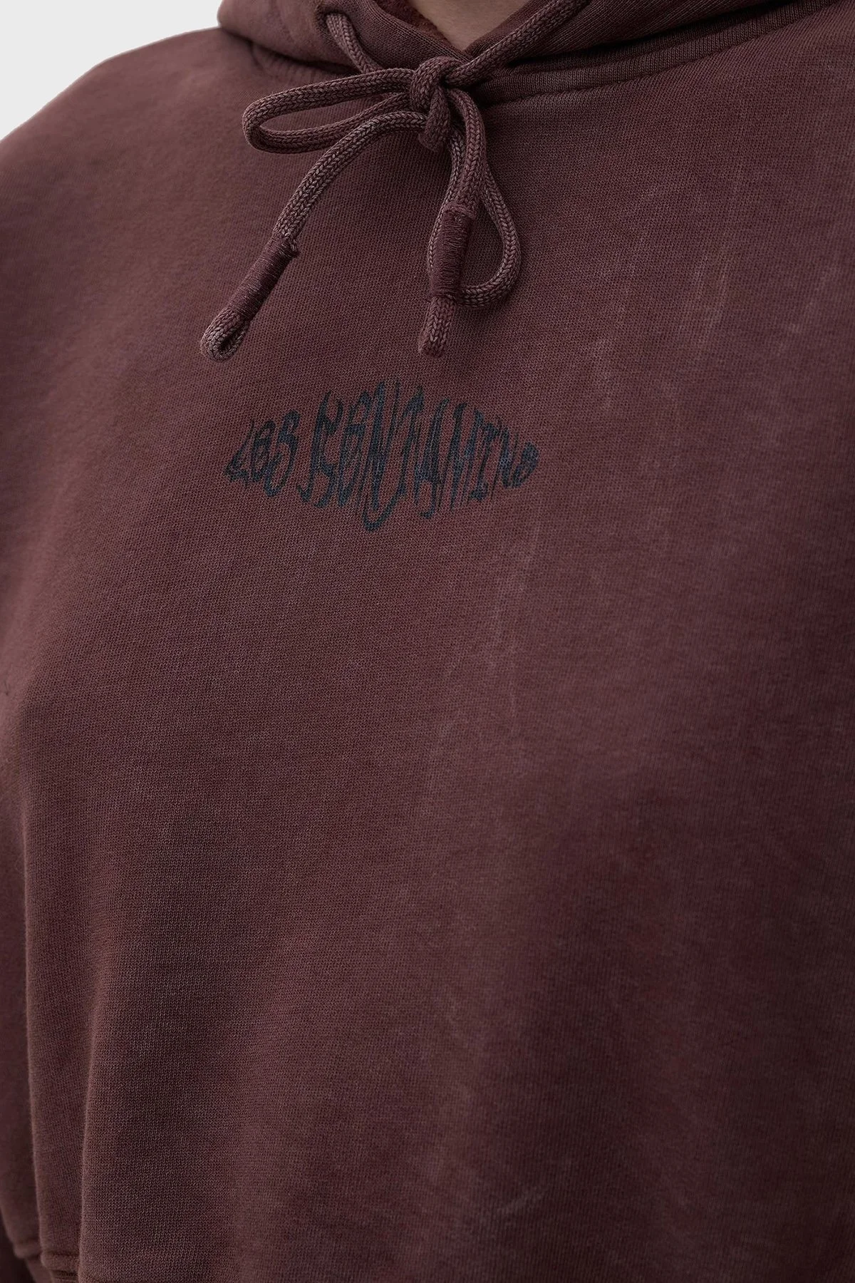 Les Benjamins Logolu Kapüşonlu Relaxed Fit Crop Bayan Sweat LB23FWFRWFUHD-001 KAHVE - 5