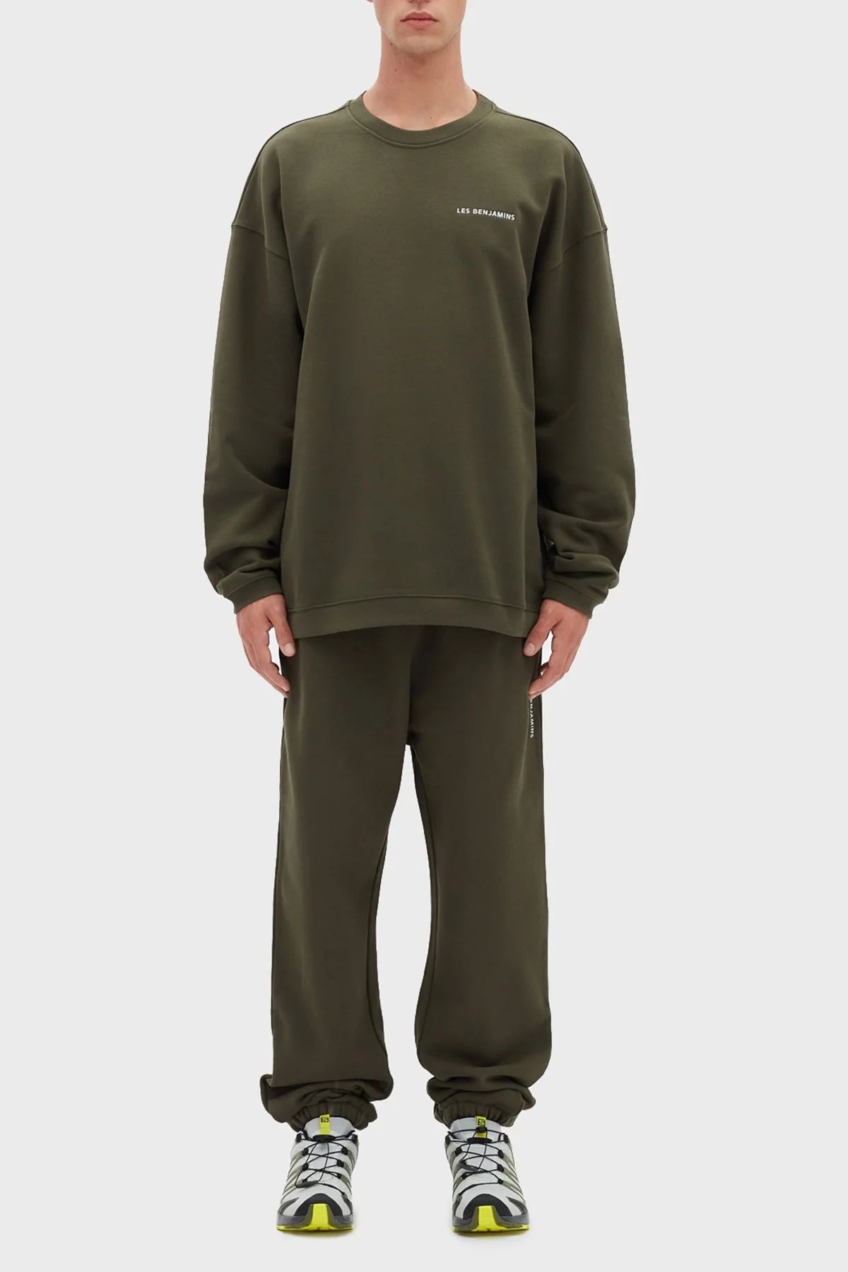 Les Benjamins Logolu Oversize Bisiklet Yaka % 100 Pamuk Erkek Sweat LB22FWESSMUSW-302 HAKİ - 1