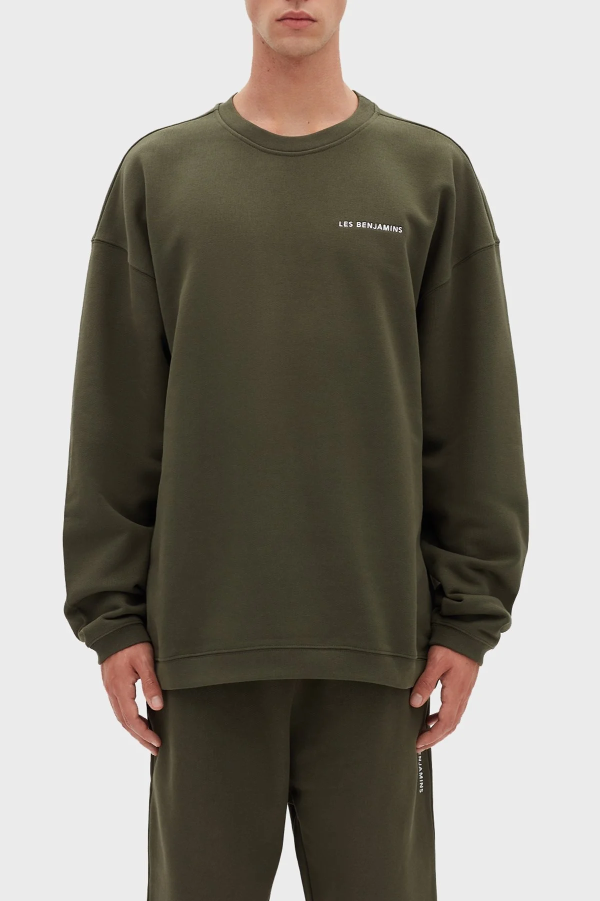 Les Benjamins Logolu Oversize Bisiklet Yaka % 100 Pamuk Erkek Sweat LB22FWESSMUSW-302 HAKİ - 2