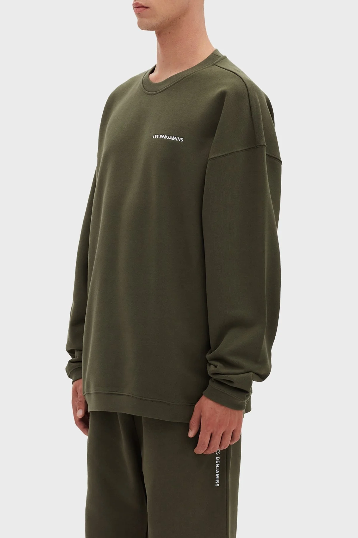 Les Benjamins Logolu Oversize Bisiklet Yaka % 100 Pamuk Erkek Sweat LB22FWESSMUSW-302 HAKİ - 3