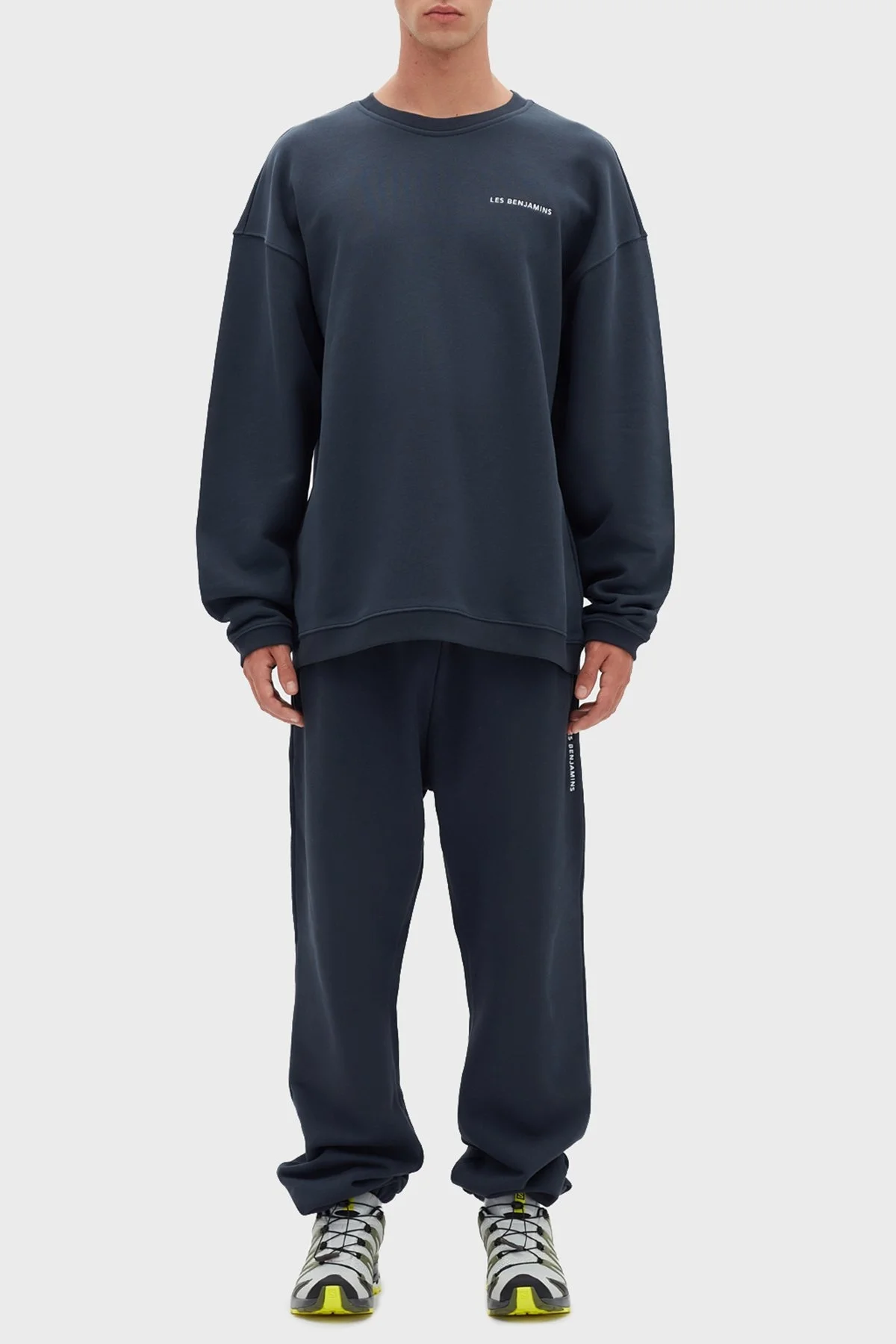 Les Benjamins Logolu Oversize Bisiklet Yaka % 100 Pamuk Erkek Sweat LB22FWESSMUSW-303 LACİVERT - 3