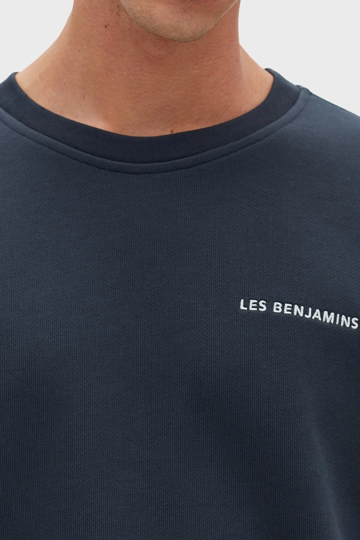 Les Benjamins Logolu Oversize Bisiklet Yaka % 100 Pamuk Erkek Sweat LB22FWESSMUSW-303 LACİVERT - 4