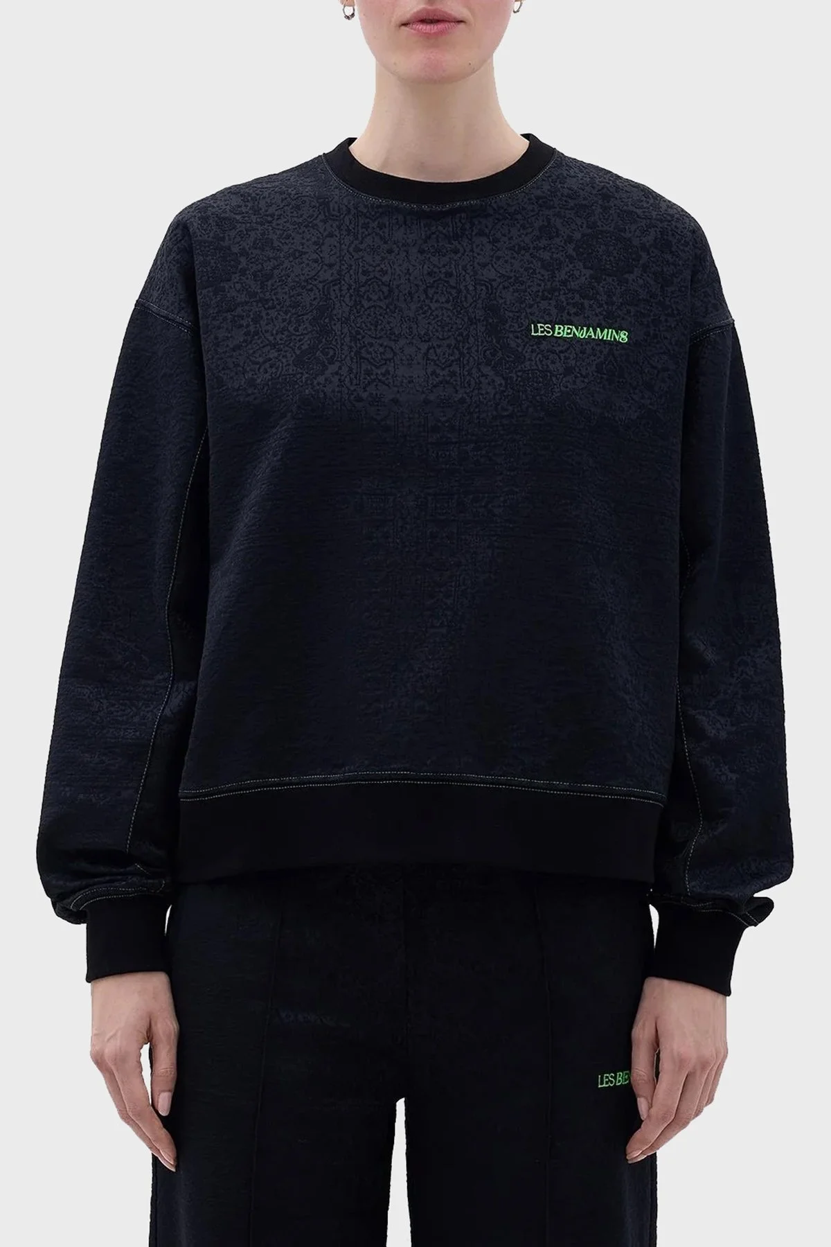 Les Benjamins Logolu Pamuklu Bisiklet Yaka Regular Fit Bayan Sweat LB23FWFRWFUSW-010 SİYAH - 1