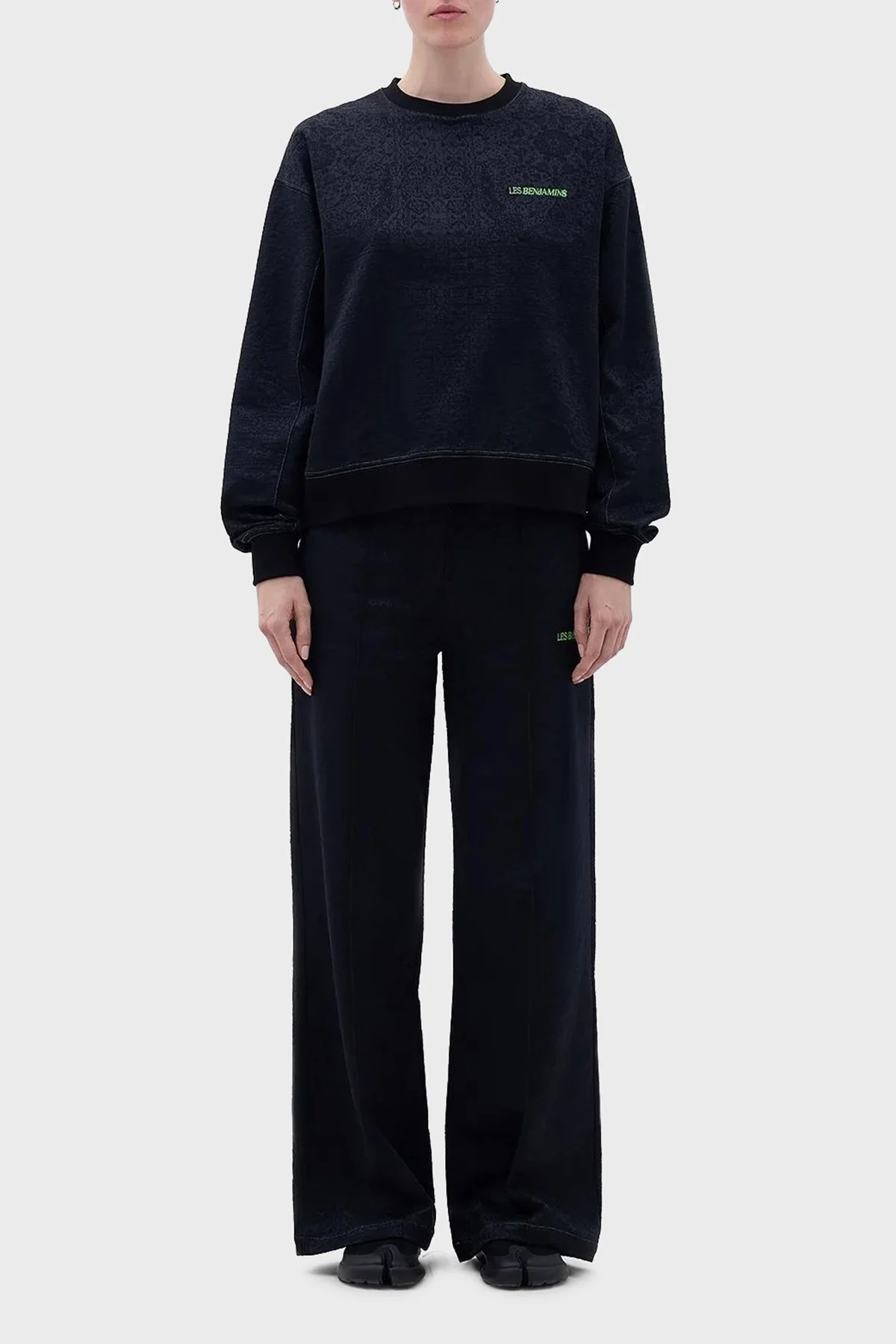 Les Benjamins Logolu Pamuklu Bisiklet Yaka Regular Fit Bayan Sweat LB23FWFRWFUSW-010 SİYAH - 3