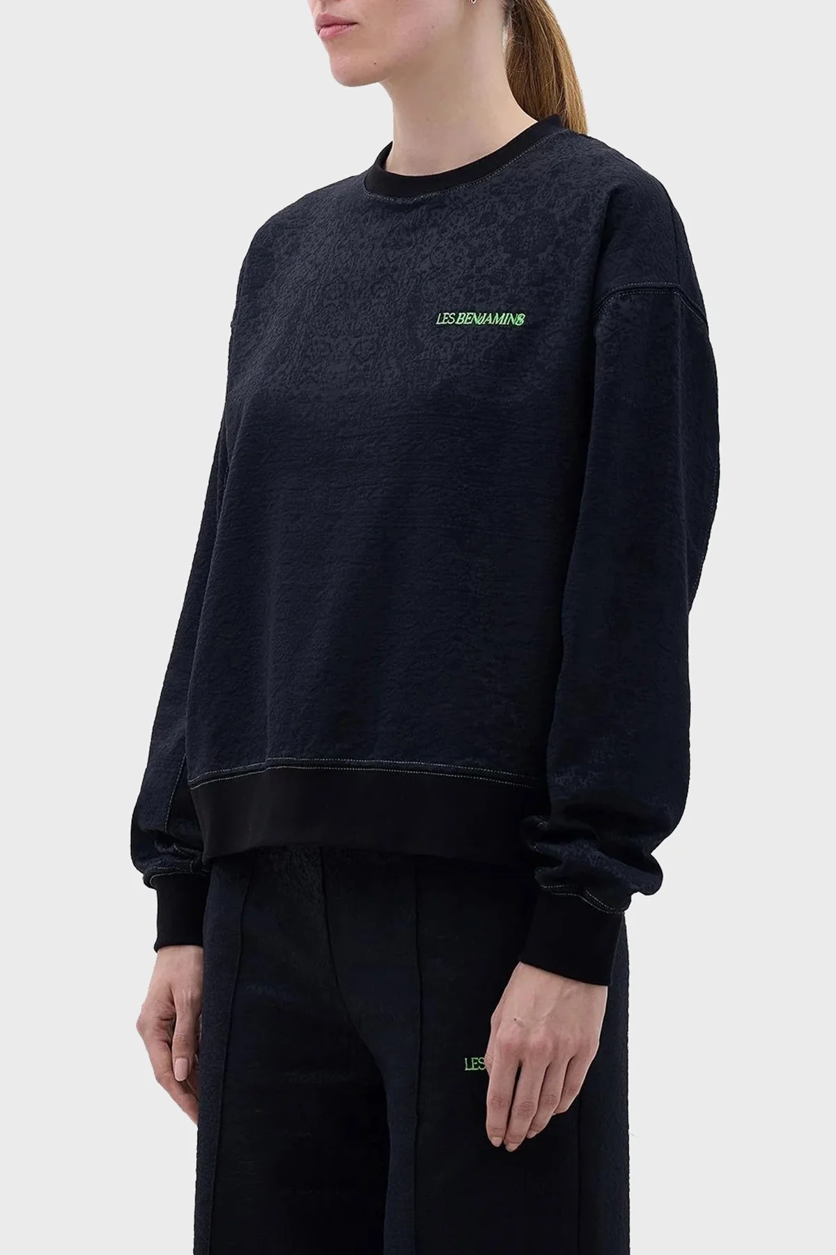 Les Benjamins Logolu Pamuklu Bisiklet Yaka Regular Fit Bayan Sweat LB23FWFRWFUSW-010 SİYAH - 4