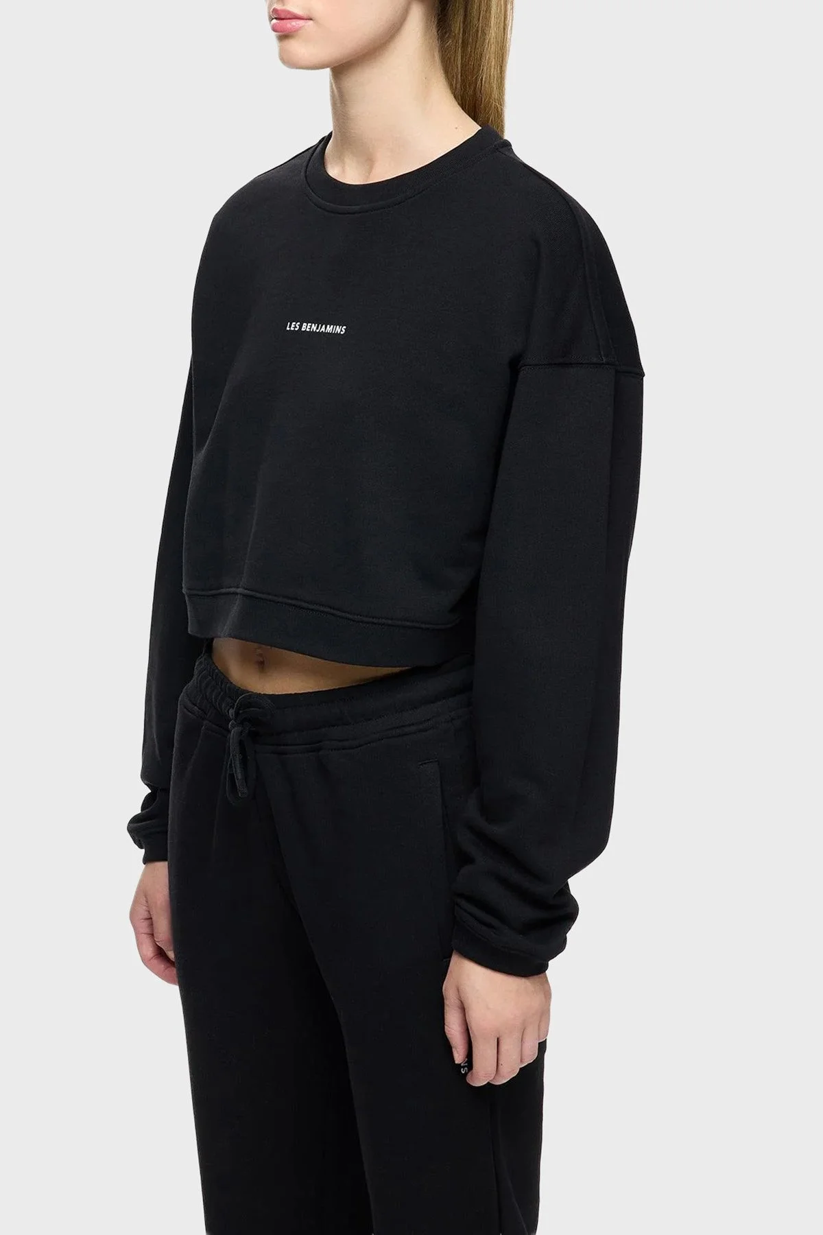 Les Benjamins Logolu Pamuklu Regular Fit Bisiklet Yaka Bayan Sweat LBNOOSCORFUSW-307 SİYAH - 1