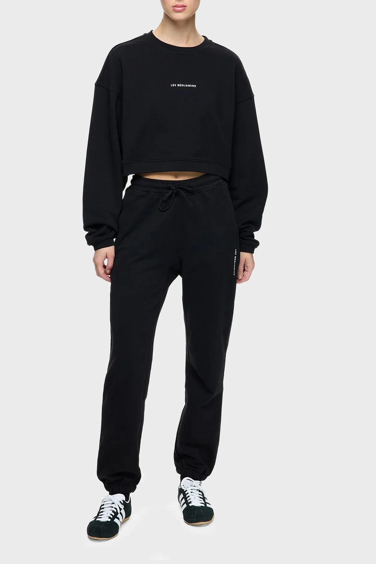 Les Benjamins Logolu Pamuklu Regular Fit Bisiklet Yaka Bayan Sweat LBNOOSCORFUSW-307 SİYAH - 2