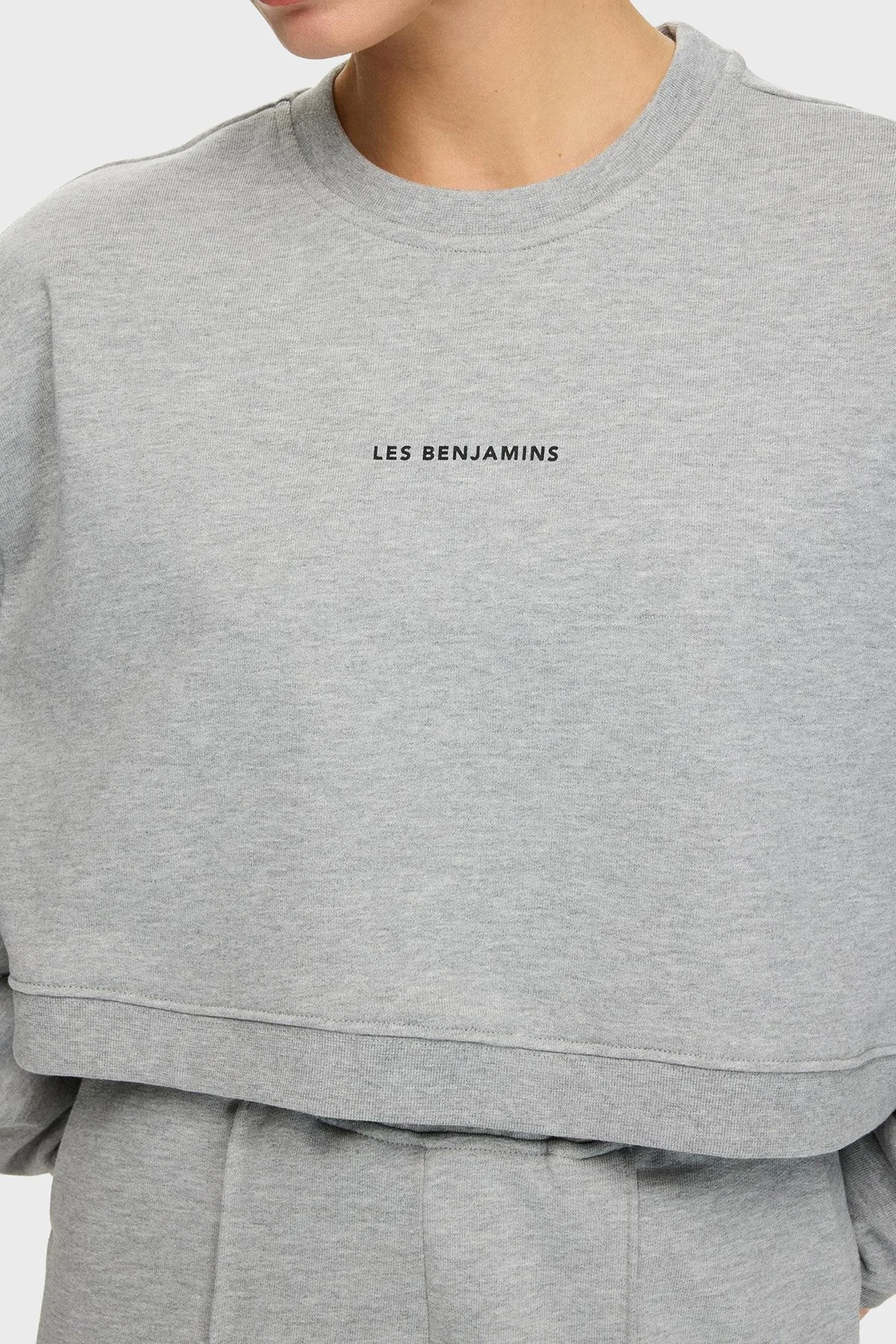 Les Benjamins Logolu Pamuklu Regular Fit Bisiklet Yaka Bayan Sweat LBNOOSCORFUSW-308 AÇIK GRİ - 4