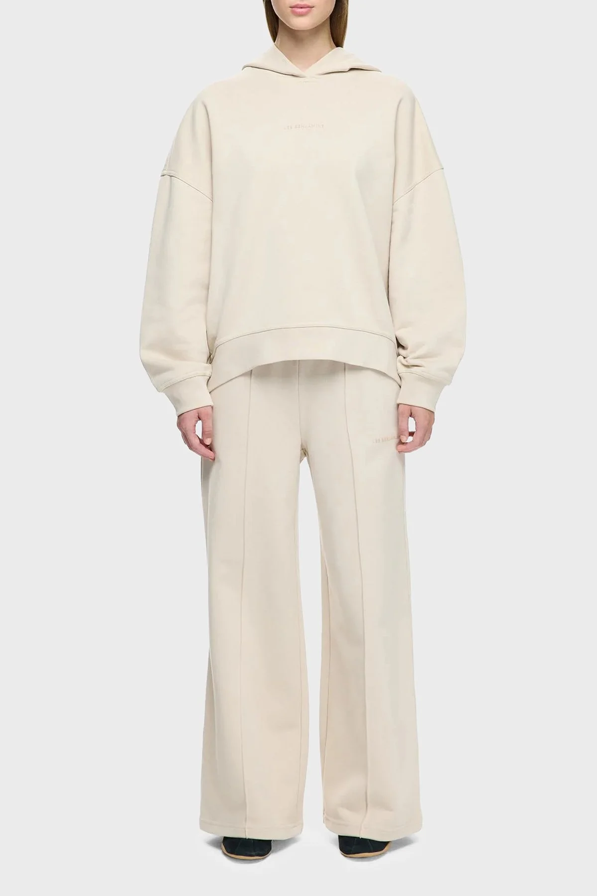 Les Benjamins Logolu Pamuklu Regular Fit Kapüşonlu Bayan Sweat LB25FWCLAFUHD-401 BEJ - 4