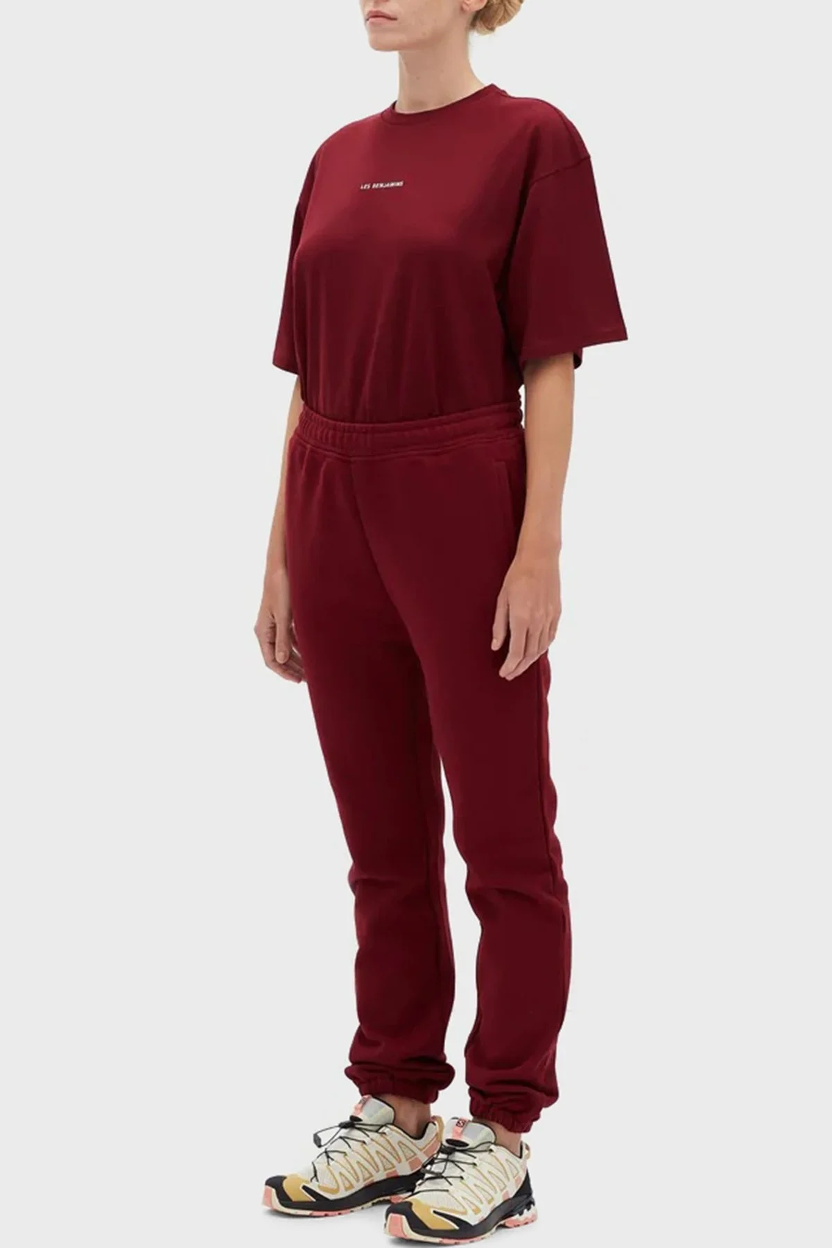 Les Benjamins Logolu Regular Fit Elastik Bel Bantlı Cepli % 100 Pamuk Bayan Pantolon LB22FWESSFUSP-301 BORDO - 3