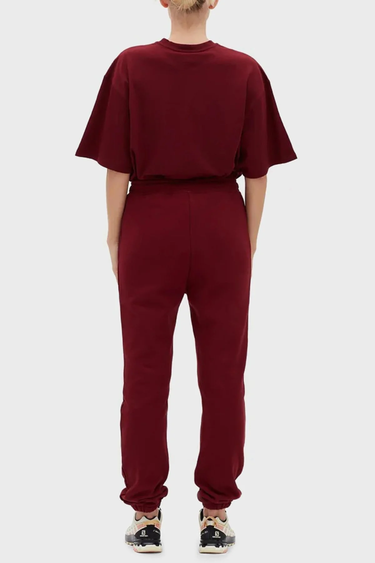 Les Benjamins Logolu Regular Fit Elastik Bel Bantlı Cepli % 100 Pamuk Bayan Pantolon LB22FWESSFUSP-301 BORDO - 4