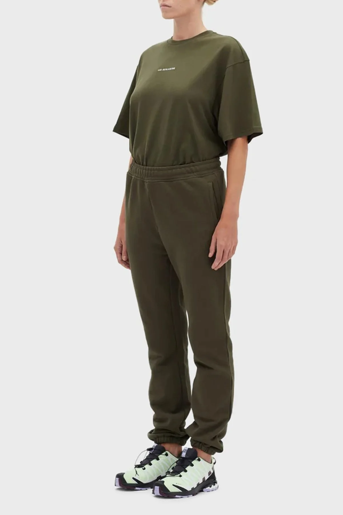 Les Benjamins Logolu Regular Fit Elastik Bel Bantlı Cepli % 100 Pamuk Bayan Pantolon LB22FWESSFUSP-302 HAKİ - 3