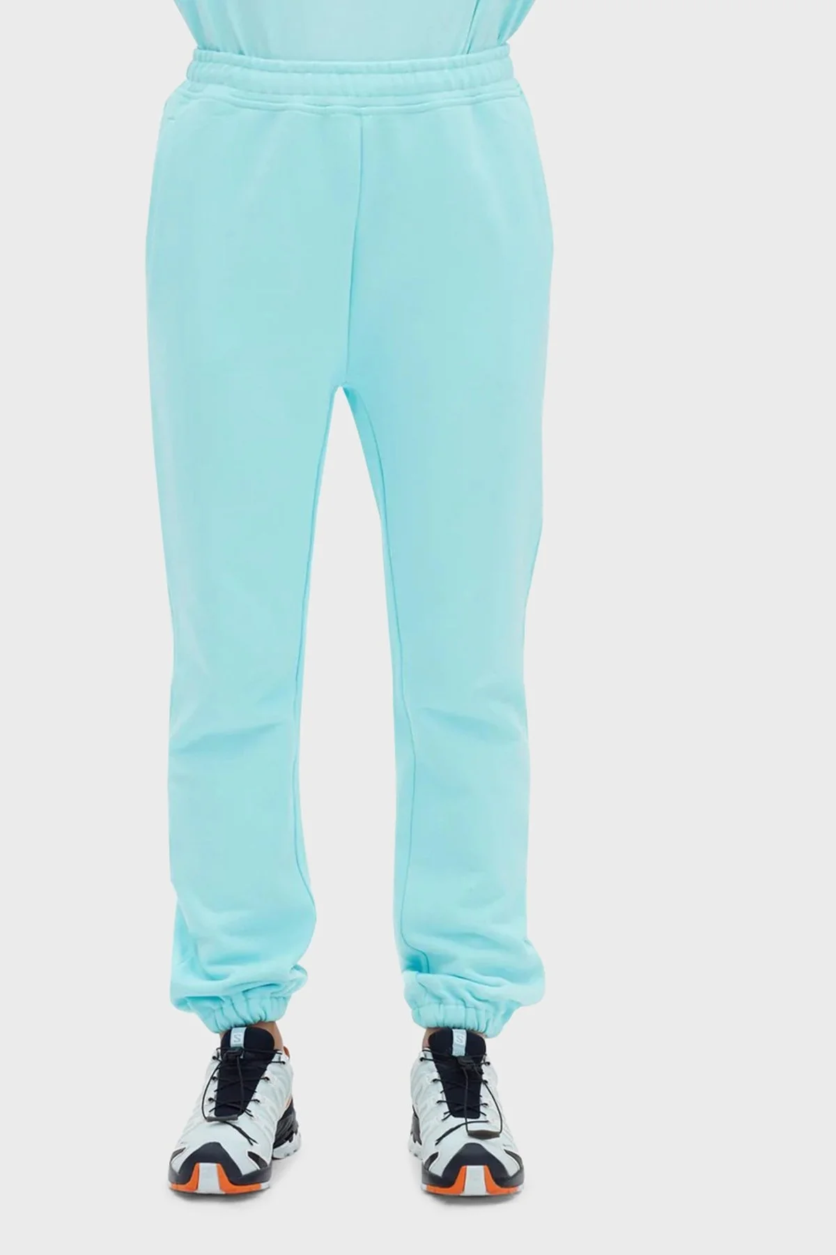 Les Benjamins Logolu Regular Fit Elastik Bel Bantlı Cepli % 100 Pamuk Bayan Pantolon LB22FWESSFUSP-305 TURKUAZ - 8