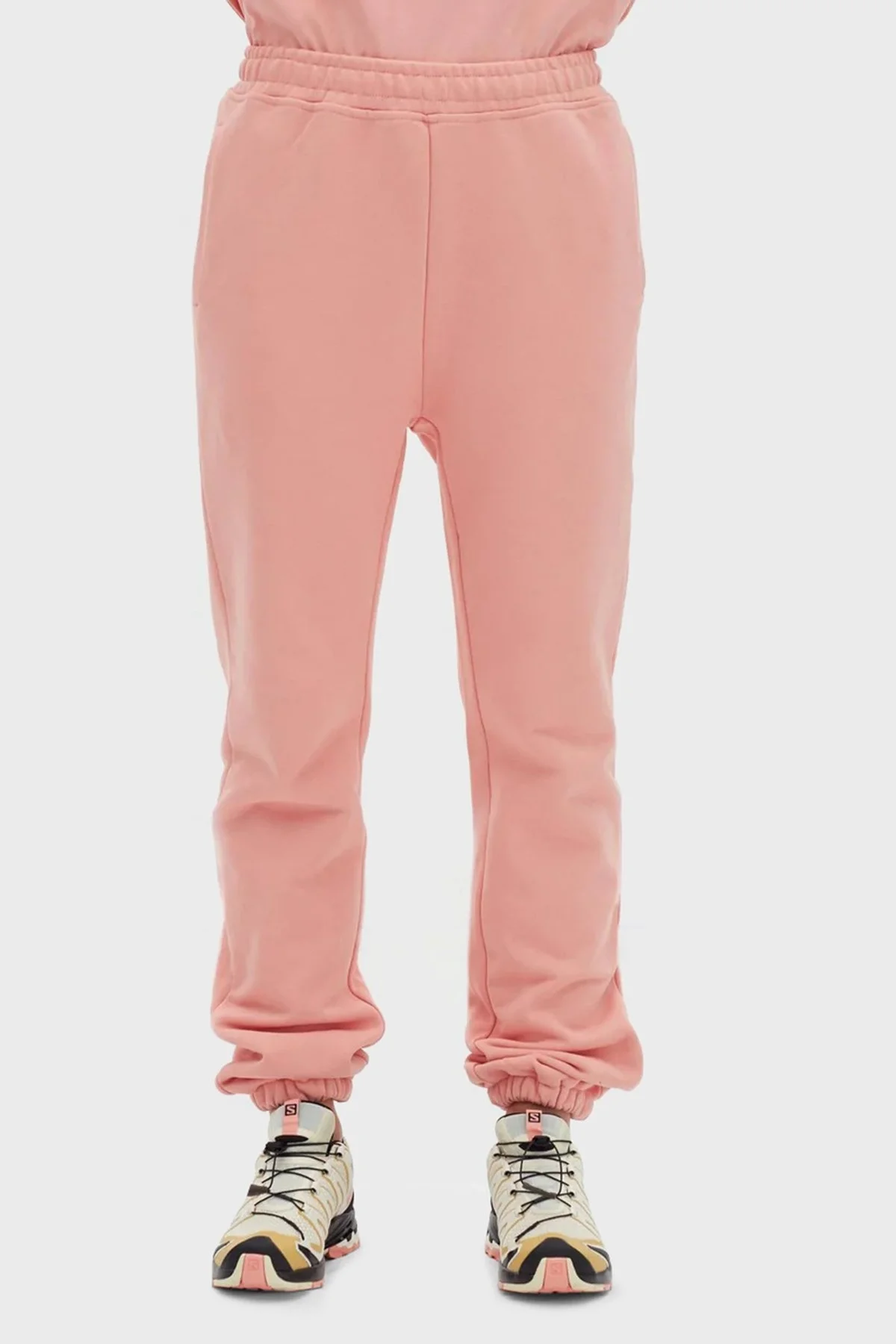 Les Benjamins Logolu Regular Fit Elastik Bel Bantlı Cepli % 100 Pamuk Bayan Pantolon LB22FWESSFUSP-306 MERCAN - 2