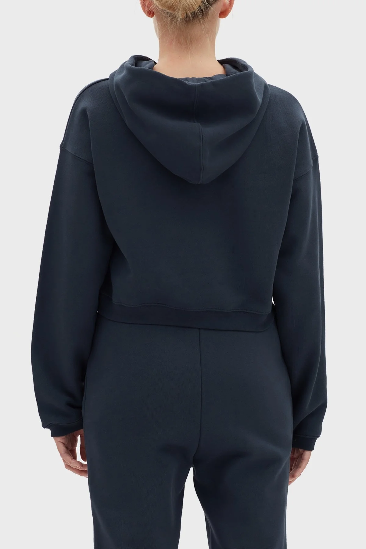 Les Benjamins Logolu Regular Fit Kapüşonlu % 100 Pamuk Crop Bayan Sweat LB22FWESSFUHD-303 LACİVERT - 3