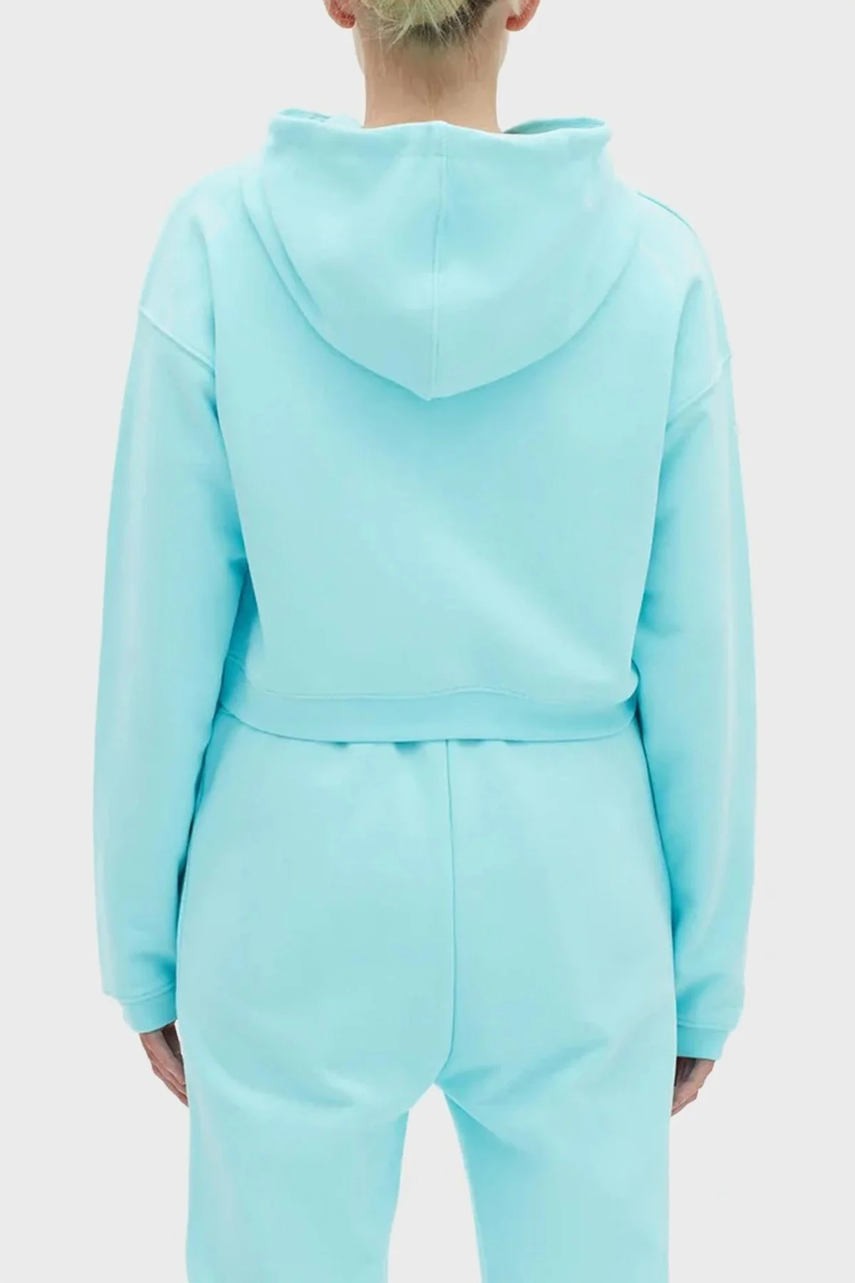 Les Benjamins Logolu Regular Fit Kapüşonlu % 100 Pamuk Crop Bayan Sweat LB22FWESSFUHD-305 TURKUAZ - 4