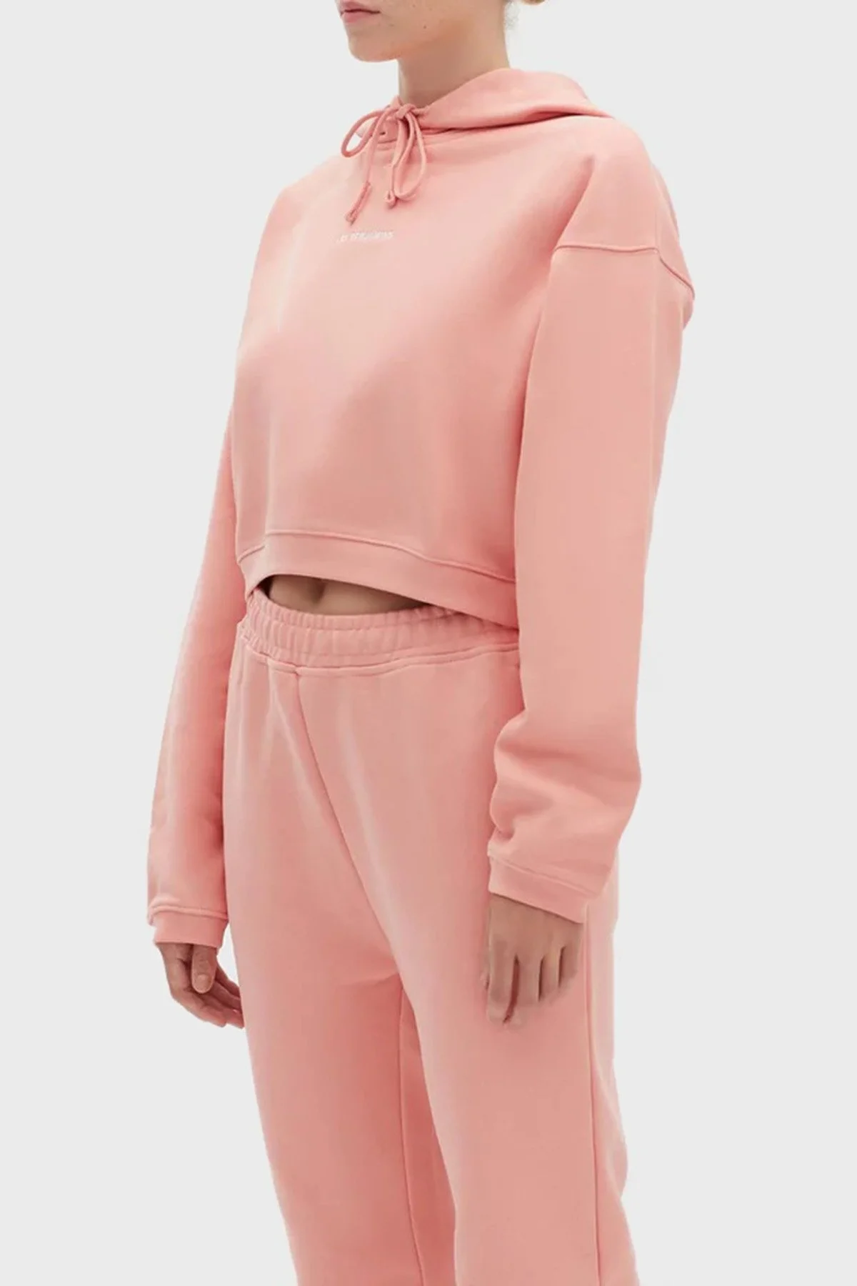 Les Benjamins Logolu Regular Fit Kapüşonlu % 100 Pamuk Crop Bayan Sweat LB22FWESSFUHD-306 CORAL - 2