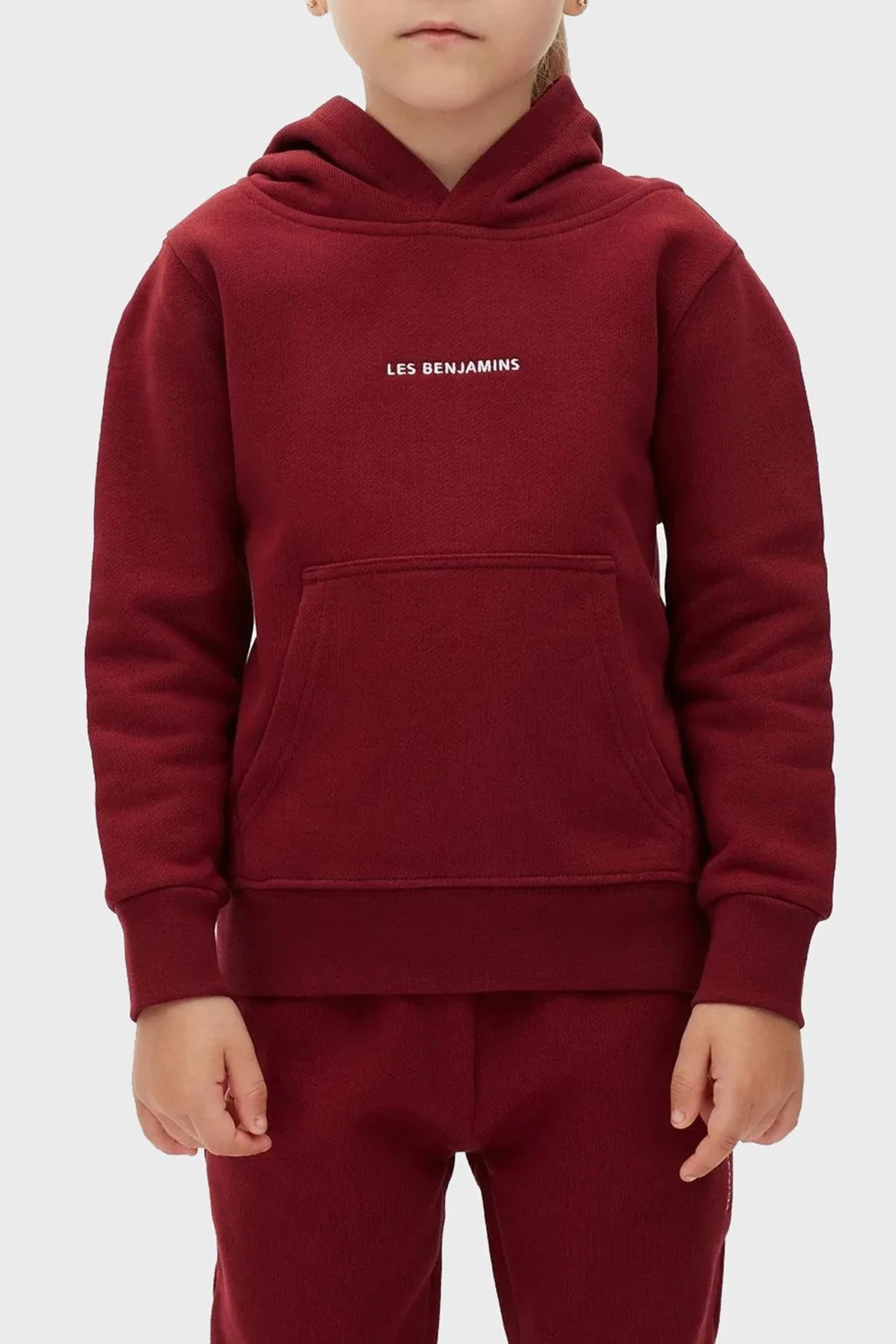 Les Benjamins Logolu Regular Fit Kapüşonlu Kanguru Cepli % 100 Pamuk Unisex Sweat LB22FWCHLCUHD-501 BORDO - 1
