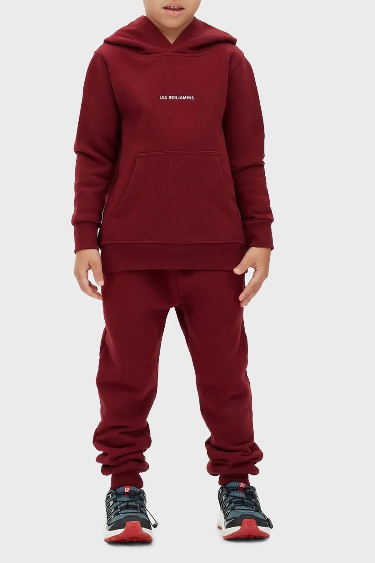Les Benjamins Logolu Regular Fit Kapüşonlu Kanguru Cepli % 100 Pamuk Unisex Sweat LB22FWCHLCUHD-501 BORDO - 2