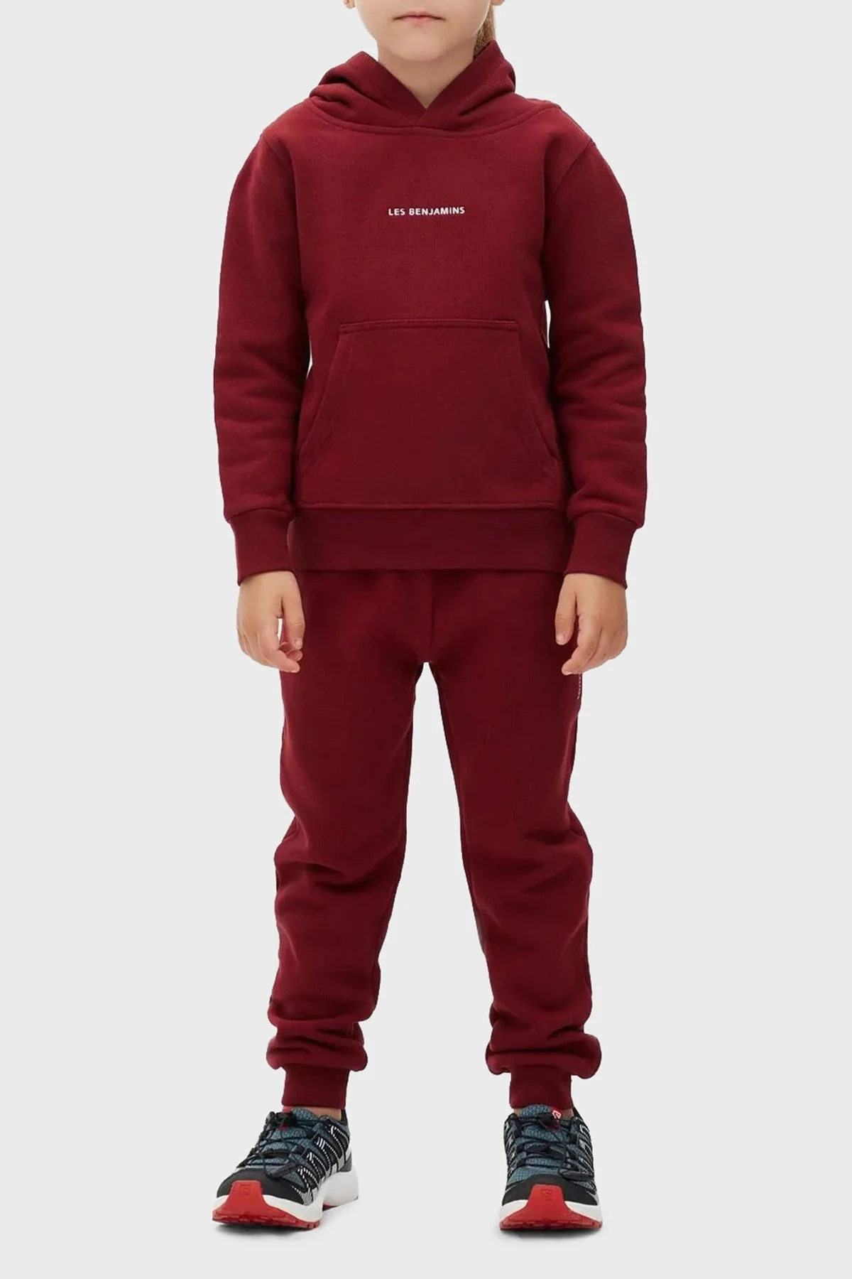 Les Benjamins Logolu Regular Fit Kapüşonlu Kanguru Cepli % 100 Pamuk Unisex Sweat LB22FWCHLCUHD-501 BORDO - 3