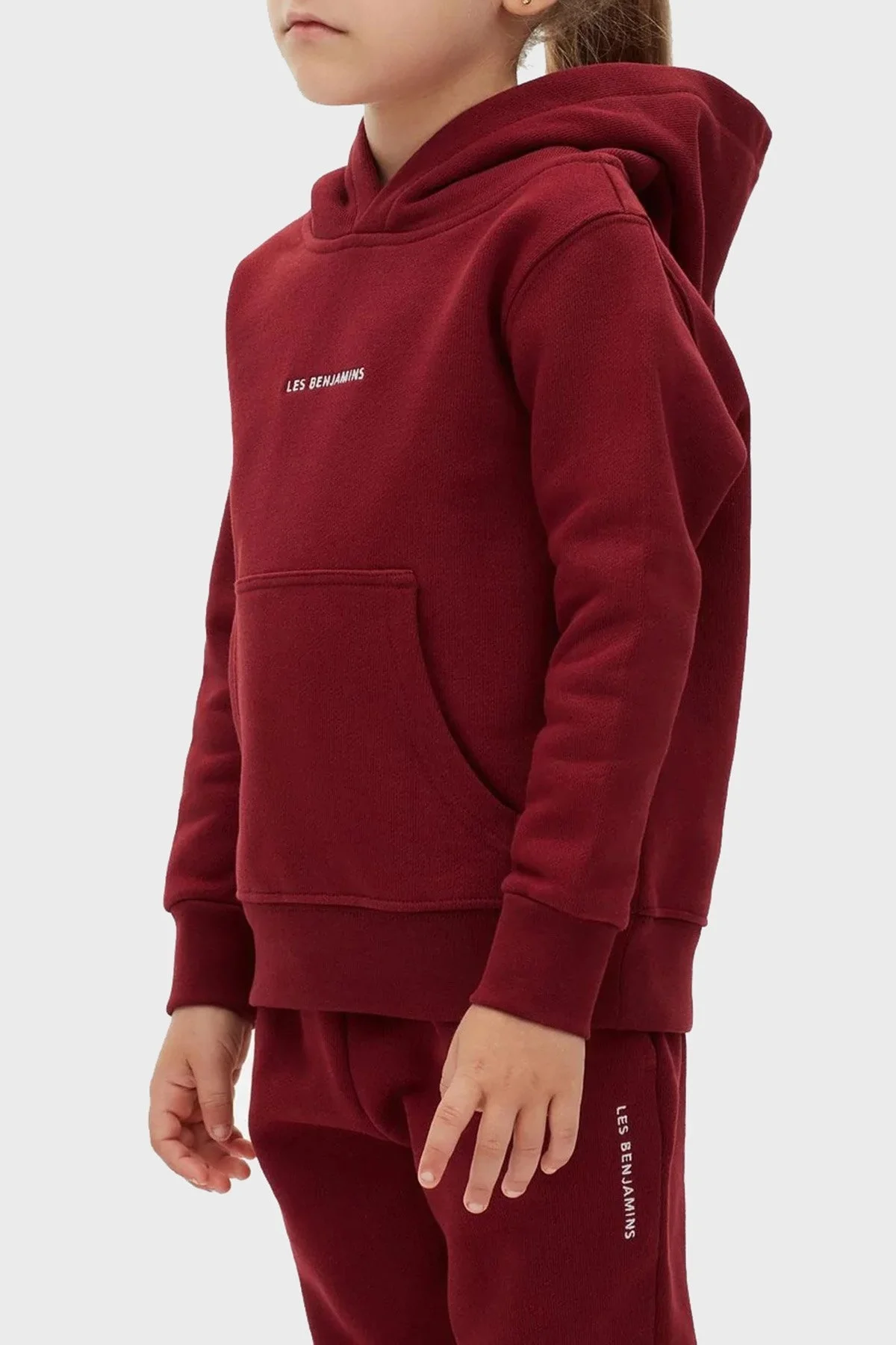 Les Benjamins Logolu Regular Fit Kapüşonlu Kanguru Cepli % 100 Pamuk Unisex Sweat LB22FWCHLCUHD-501 BORDO - 4