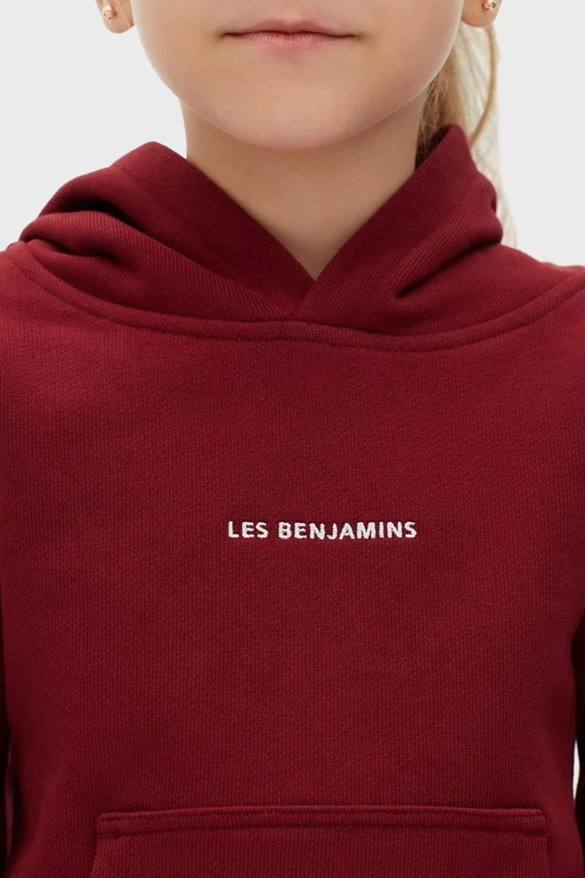 Les Benjamins Logolu Regular Fit Kapüşonlu Kanguru Cepli % 100 Pamuk Unisex Sweat LB22FWCHLCUHD-501 BORDO - 6