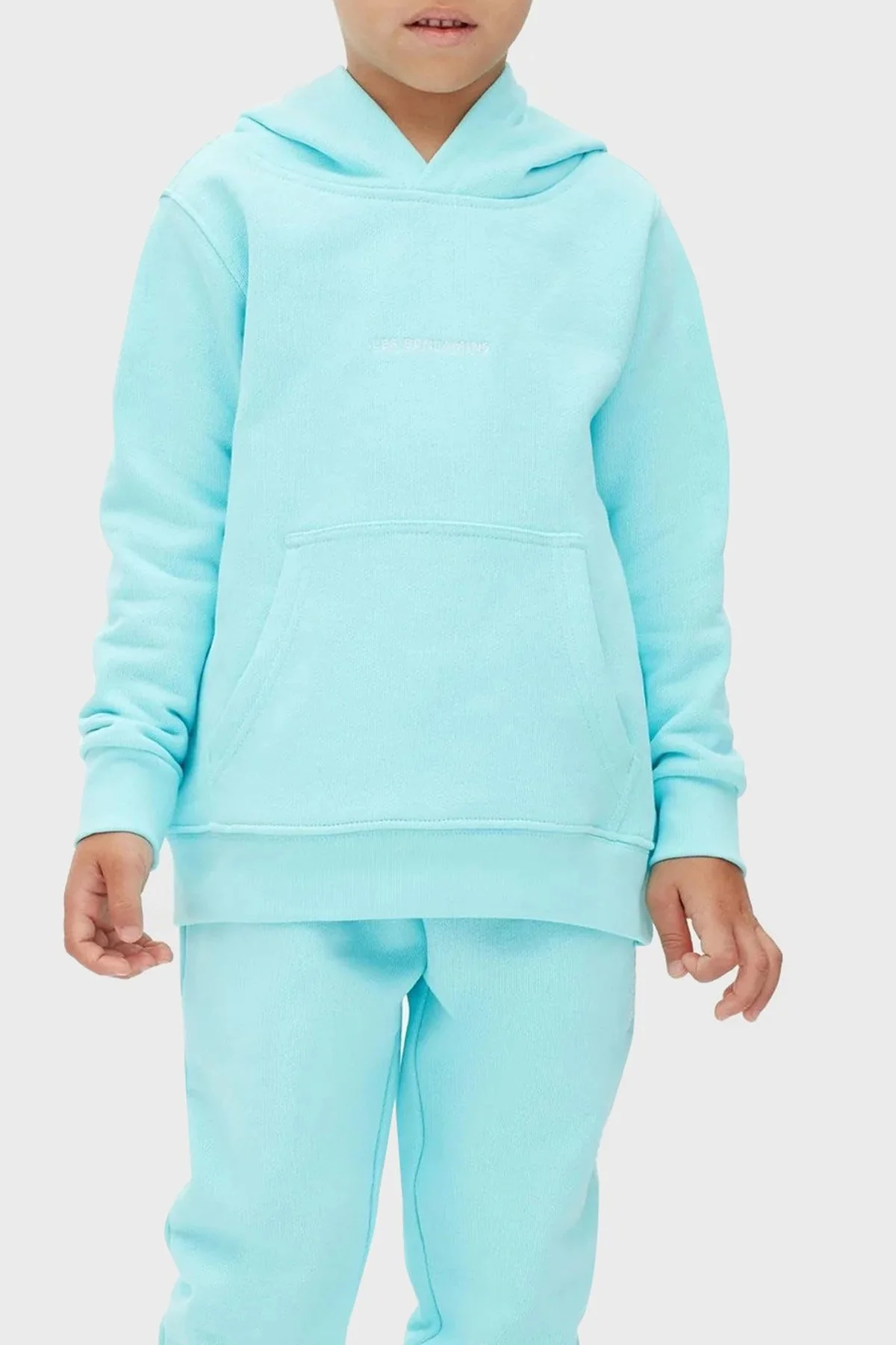 Les Benjamins Logolu Regular Fit Kapüşonlu Kanguru Cepli % 100 Pamuk Unisex Sweat LB22FWCHLCUHD-505 TURKUAZ - 1