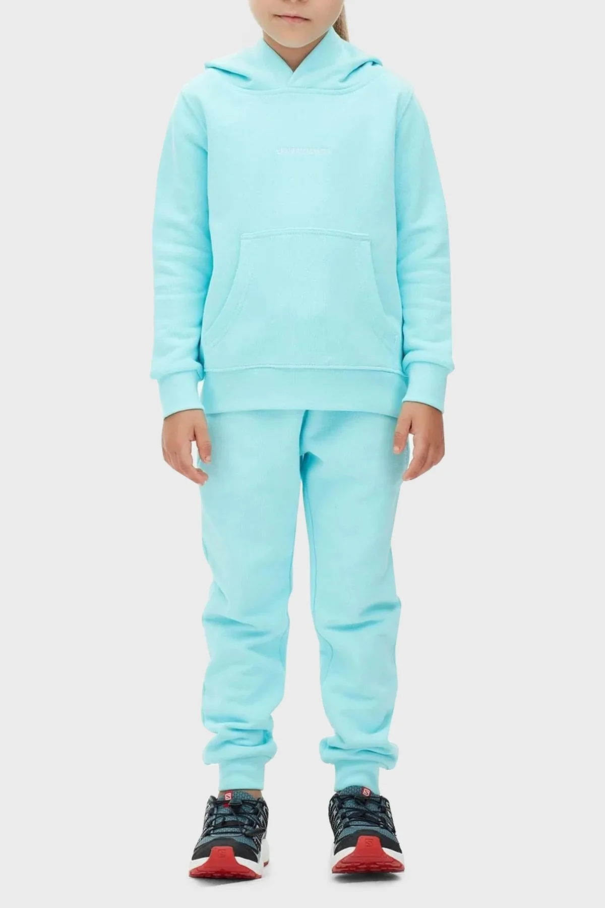 Les Benjamins Logolu Regular Fit Kapüşonlu Kanguru Cepli % 100 Pamuk Unisex Sweat LB22FWCHLCUHD-505 TURKUAZ - 2