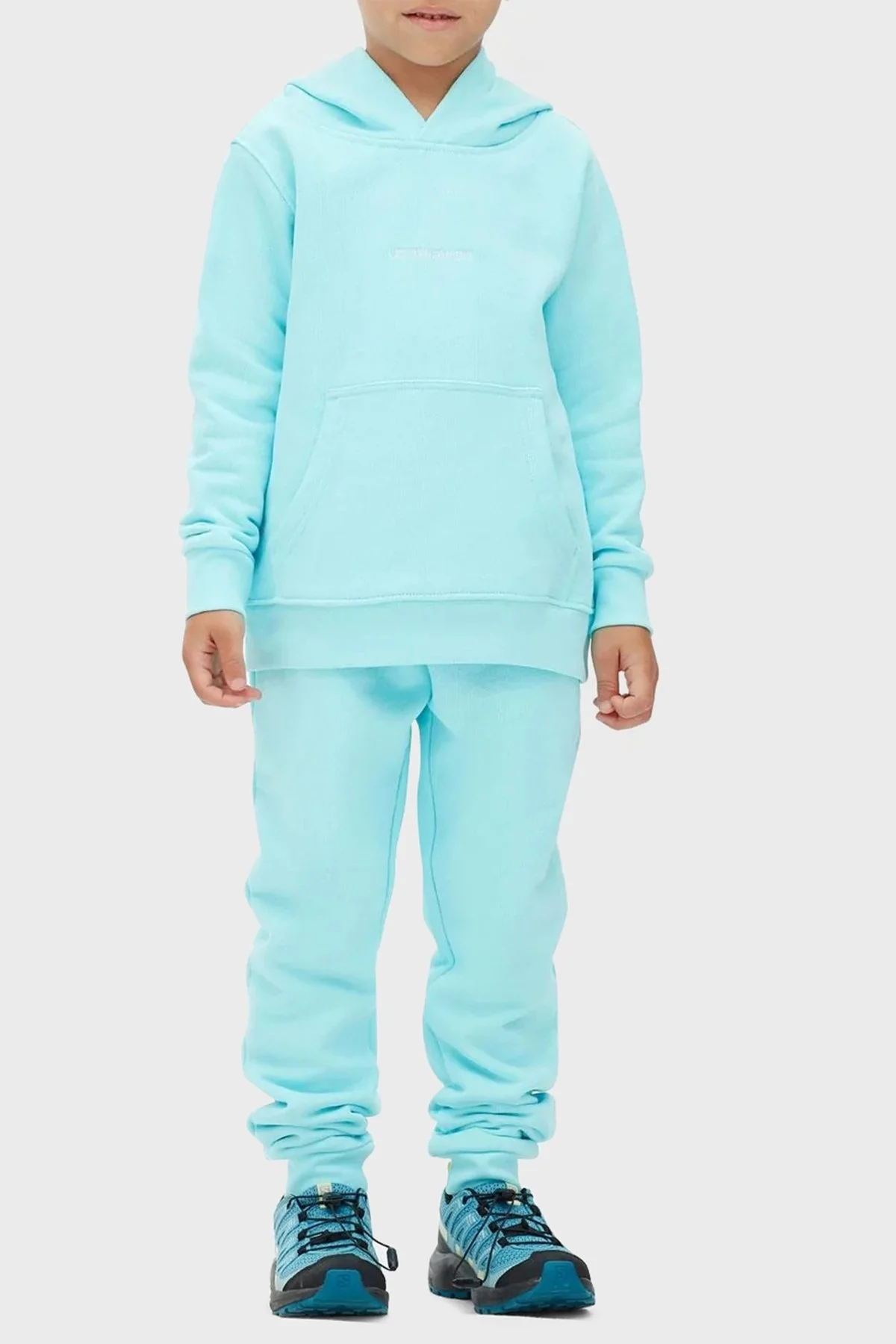 Les Benjamins Logolu Regular Fit Kapüşonlu Kanguru Cepli % 100 Pamuk Unisex Sweat LB22FWCHLCUHD-505 TURKUAZ - 3