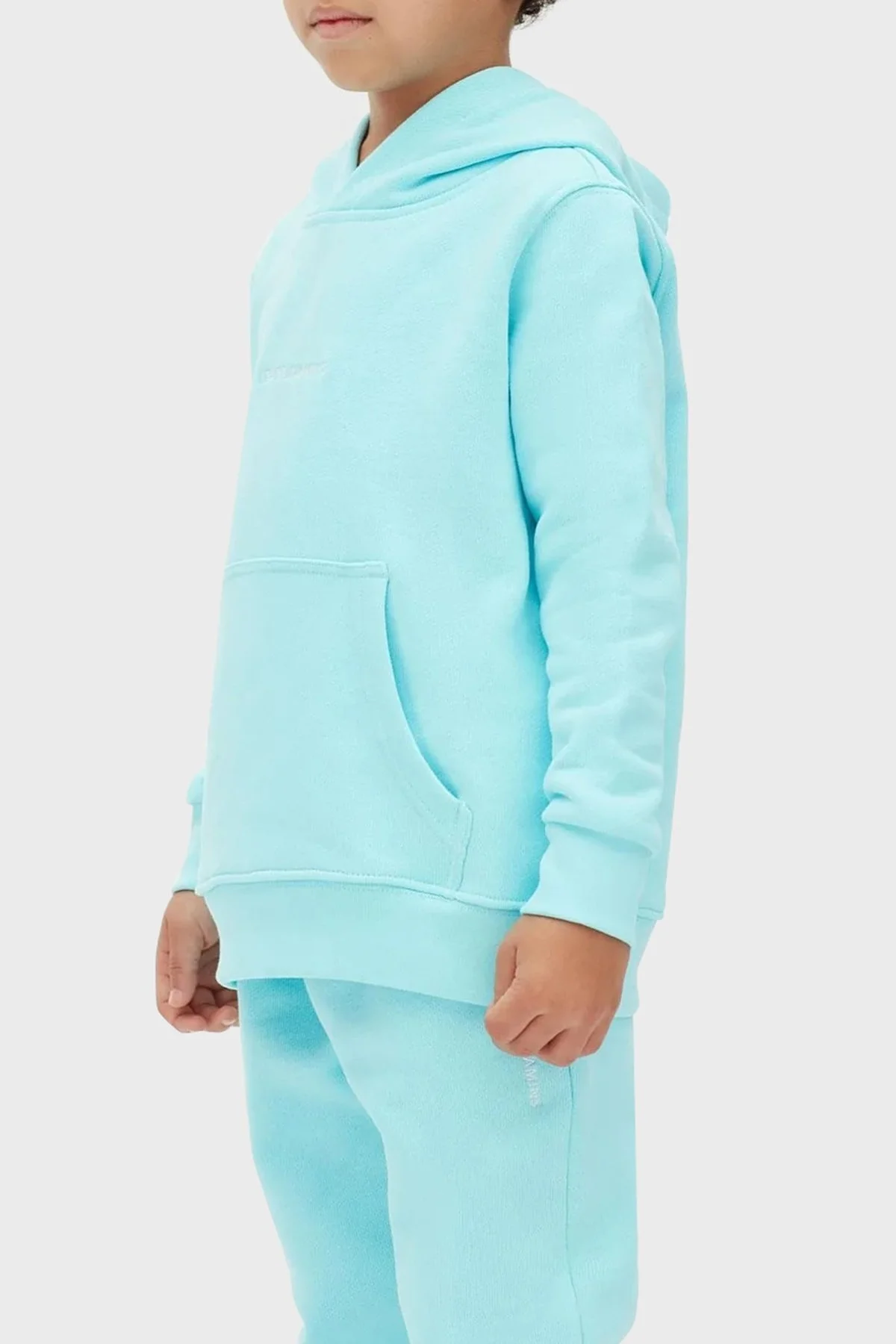 Les Benjamins Logolu Regular Fit Kapüşonlu Kanguru Cepli % 100 Pamuk Unisex Sweat LB22FWCHLCUHD-505 TURKUAZ - 4