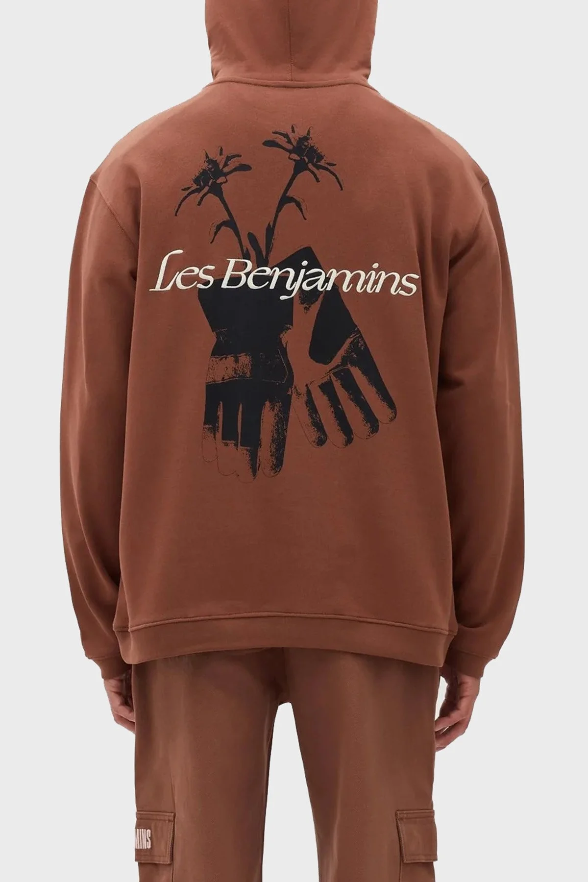 Les Benjamins Logolu Sırt Baskılı Kanguru Cepli Kapüşonlu Relaxed Fit Erkek Sweat LB22FWGASMUHD-002 KAHVE - 1