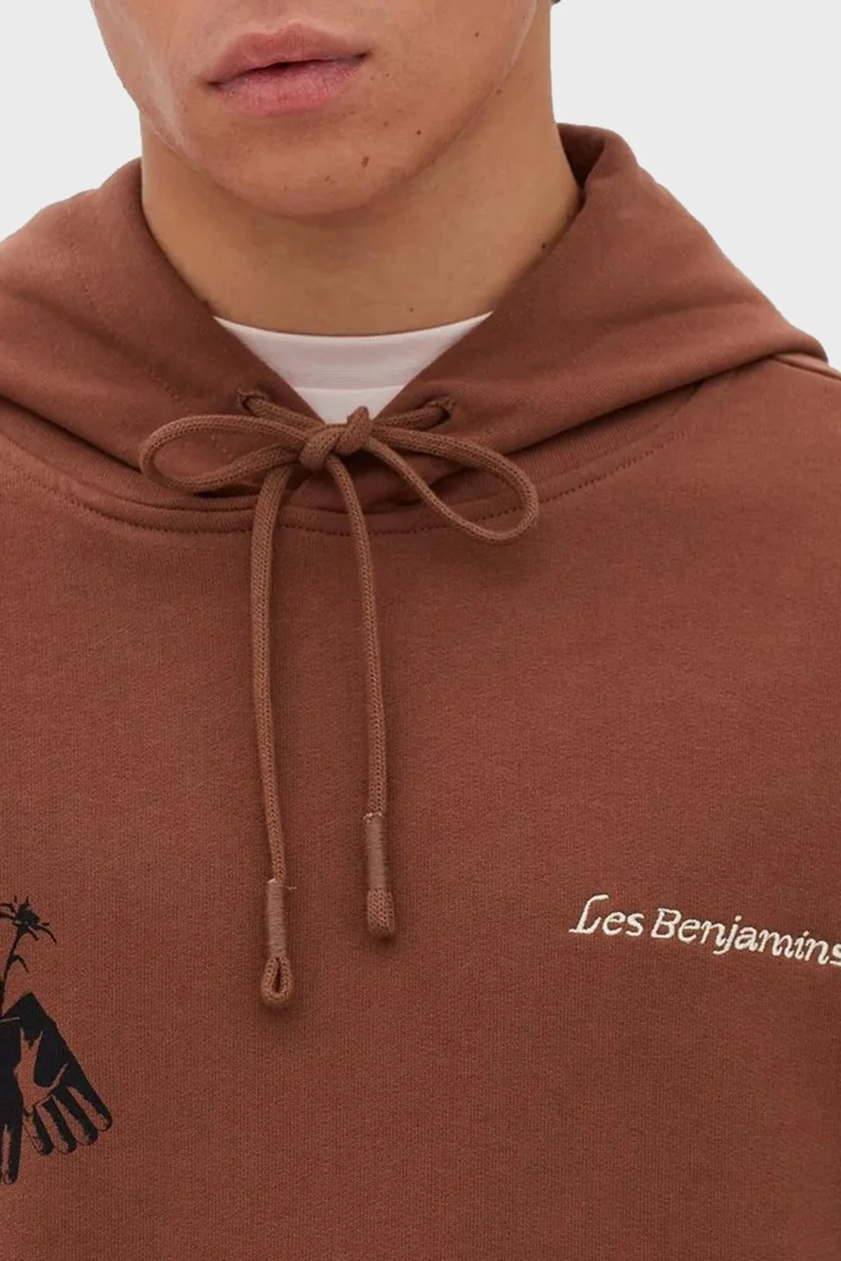 Les Benjamins Logolu Sırt Baskılı Kanguru Cepli Kapüşonlu Relaxed Fit Erkek Sweat LB22FWGASMUHD-002 KAHVE - 3